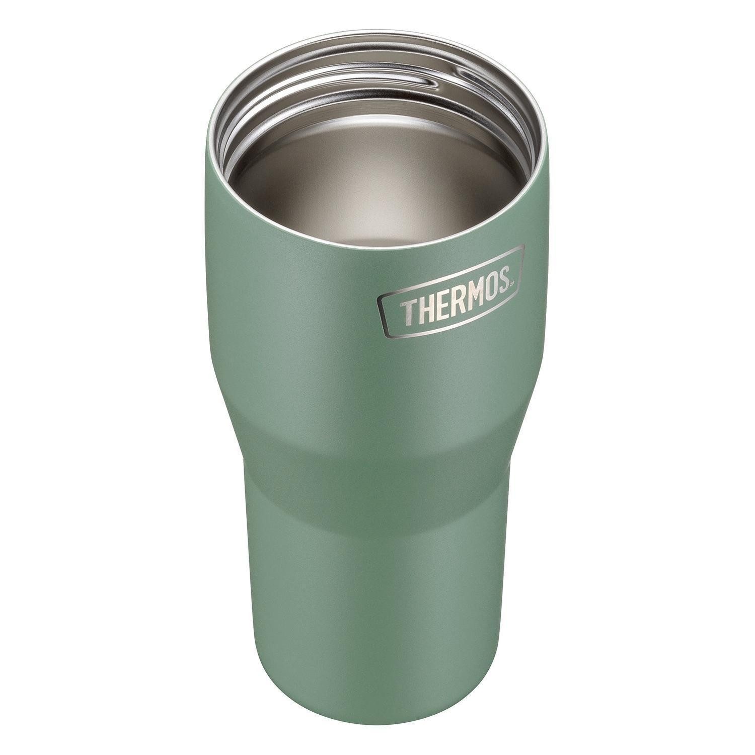 THERMOS Thermoflasche REFRESHING, 850 ml, Grün matt, Edelstahl, mit Deckel und Strohhalm, 6 Stunden warm/kalt