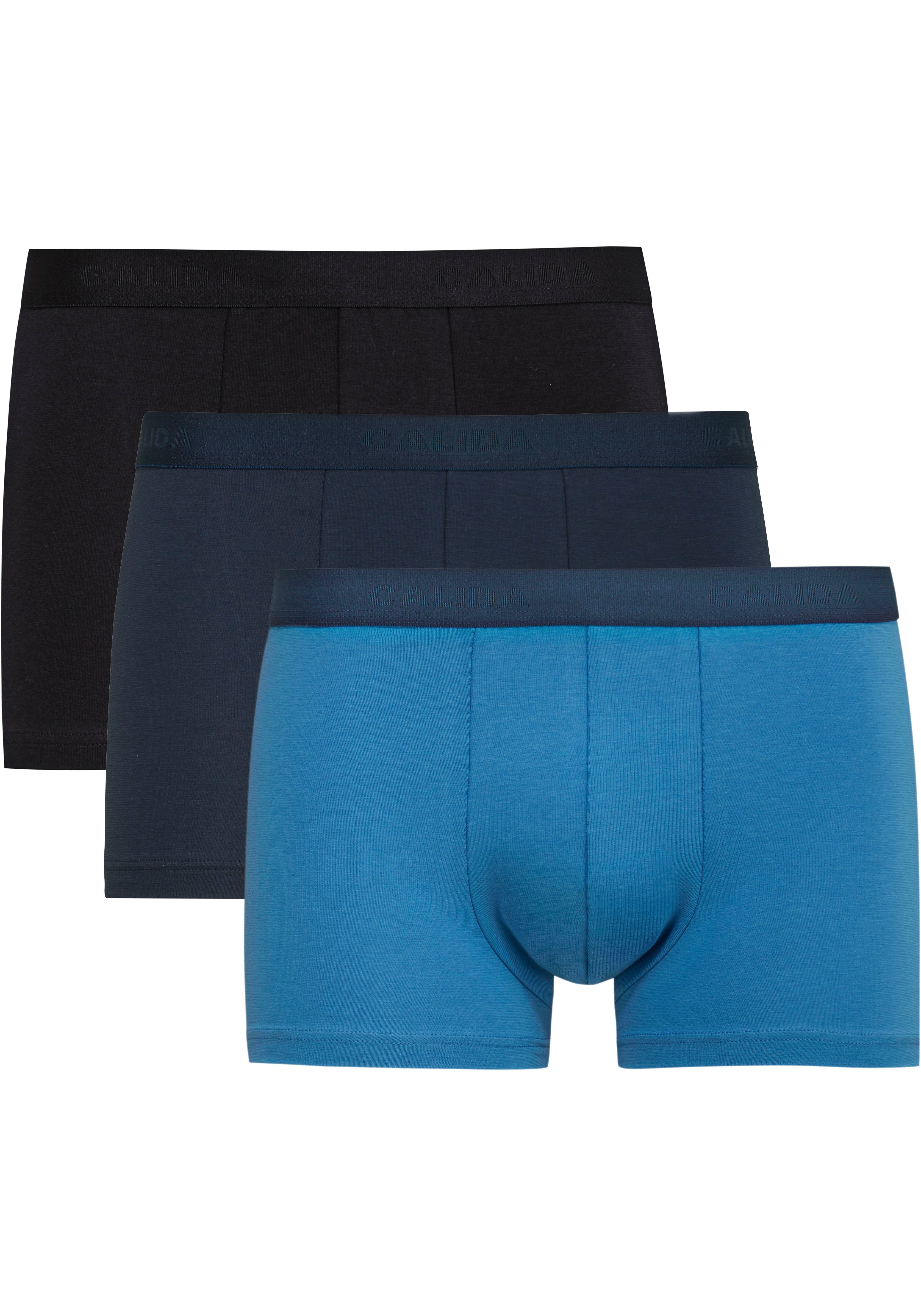 CALIDA Boxershorts (Packung, Benefit Boxer-Brief 3-St) Natural Jersey-Qualität formstabile Single mutlicolor