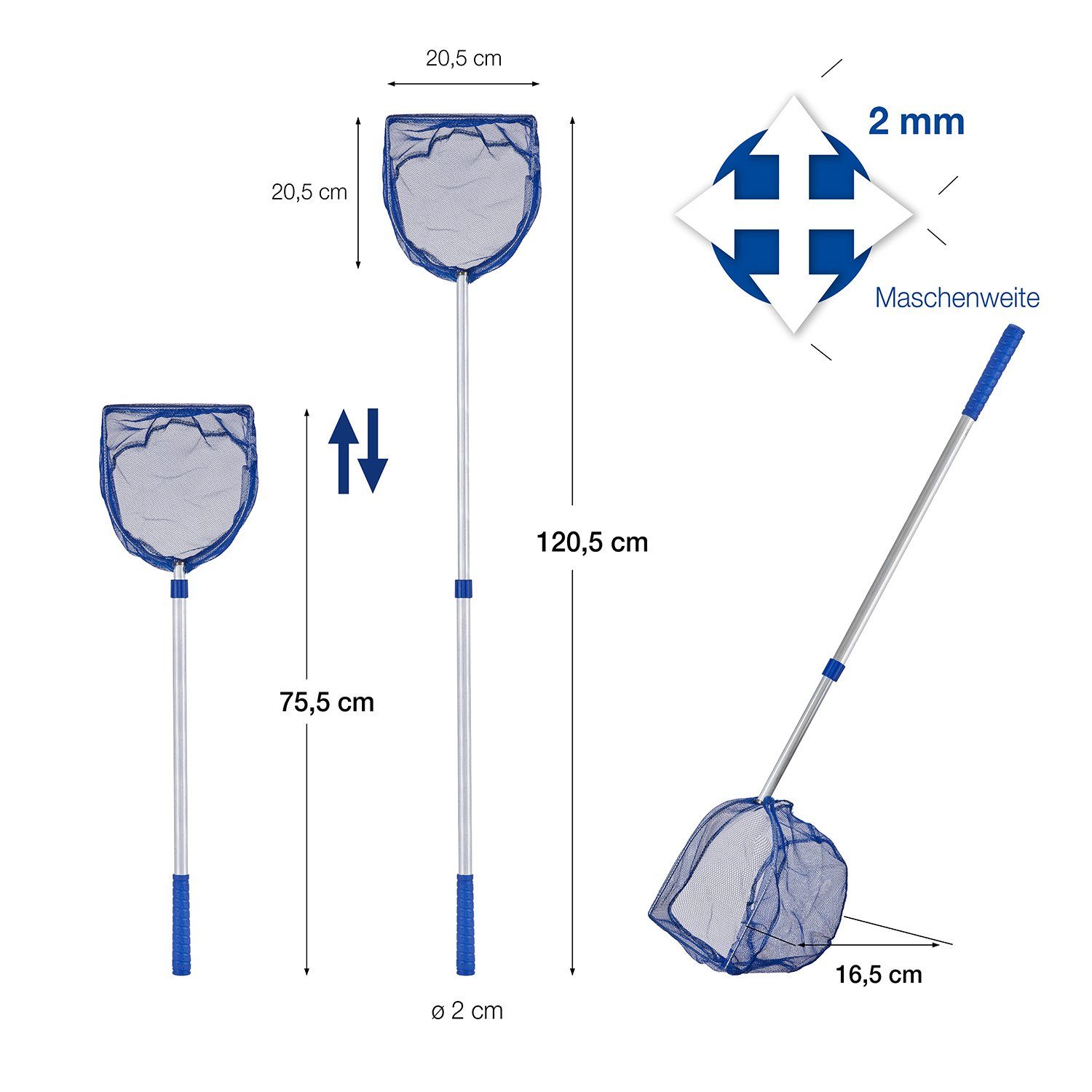 BigDean Kescher 75-121cm Teichkescher Teleskopstange Feinmaschig günstig online kaufen