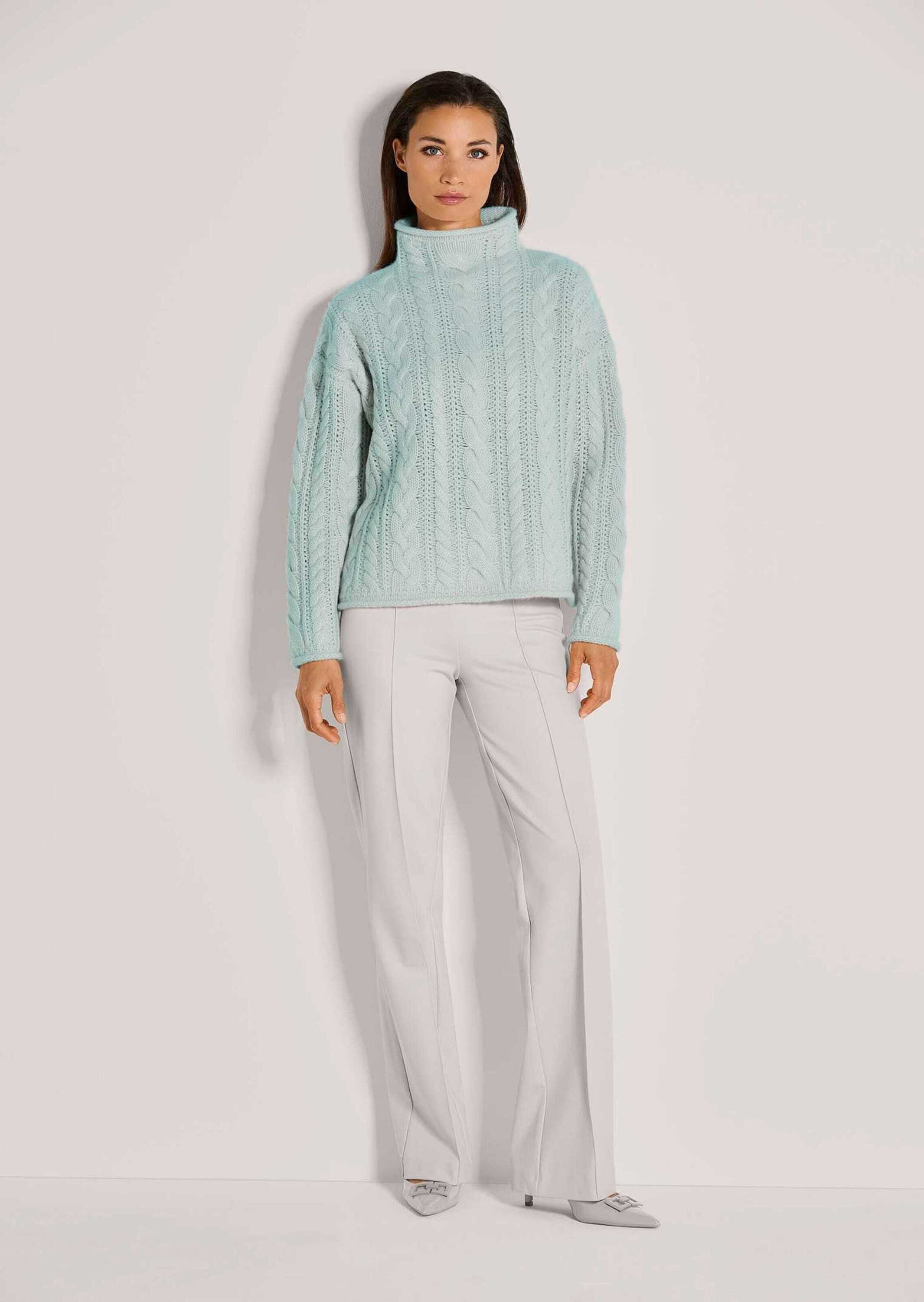 MADELEINE Strickpullover Stilvoller Grobstrickpullover mit Zopfmuster Flaus günstig online kaufen