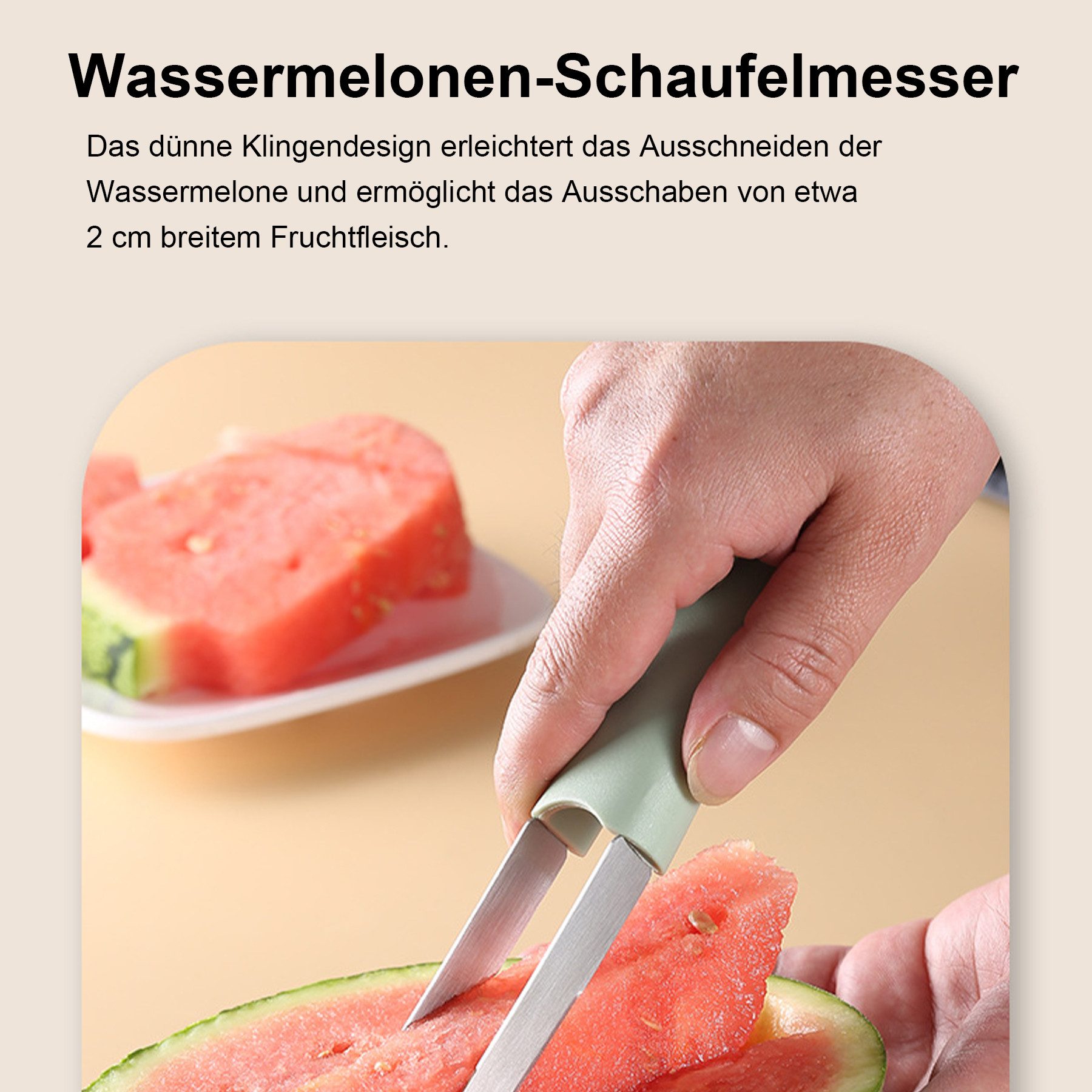 Mutig Obstschneider schneider,Melonenschneider Edelstahl,Wassermelonen Schneider, (3in-1 Wassermelonen-Gabelschneider,Melonen Würfel Wassermelonen Messer, Obst Schneidwerkzeug für Papaya, Drachenfrucht,Cantaloupe), Perfekt für Zuhause, Partys und Camping, Küchenhelfer für Obst