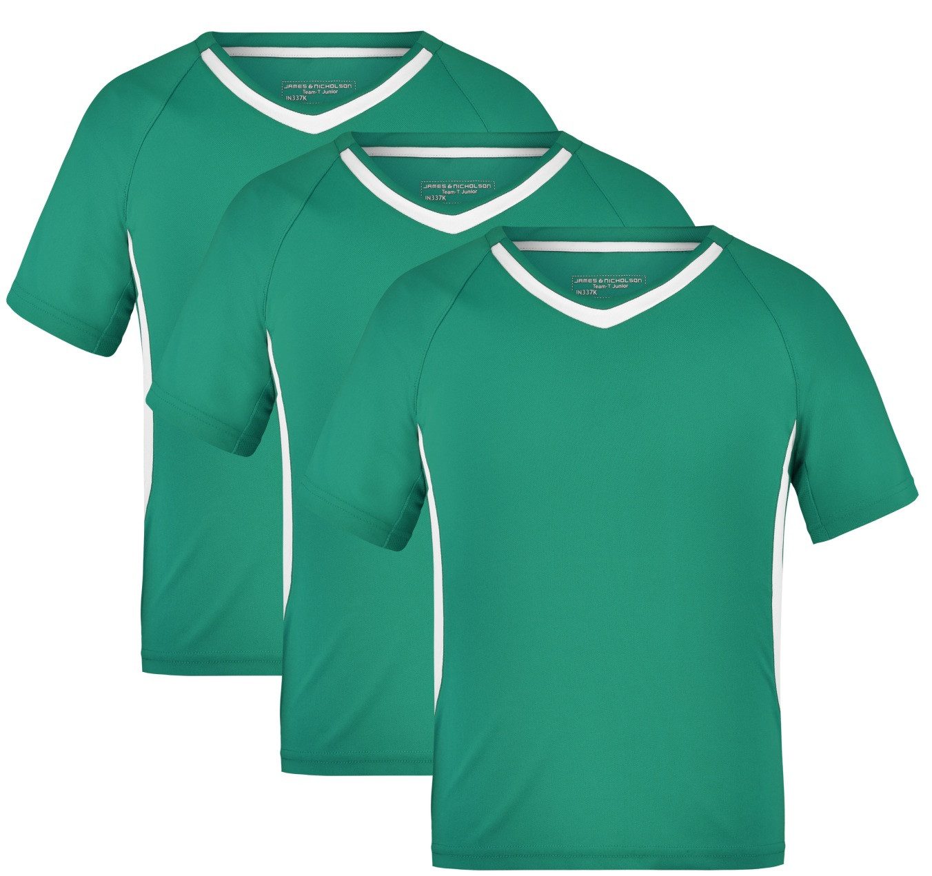 James & Nicholson Funktionsshirt 3er-Pack Funktionelles Teamshirt für Kinder Team-T Junior JN337K (Spar-Set, 3er-Pack) Atmungsaktiv, feuchtigkeitsregulierend und schnell trocknend