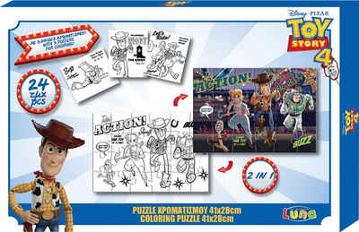 Diakakis Steckpuzzle 2in1 Malpuzzle Toy Story 4 24-tlg mit Ausmalbilder, Puzzleteile