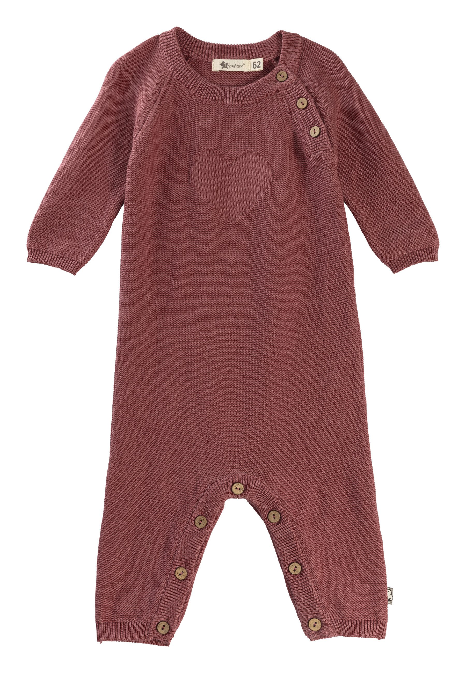 Sterntaler® Strampler GOTS Strick-Einteiler (1-tlg) GOTS-Strick-Einteiler aus Bio-Baumwolle, Herzstrick, Knopfleisten