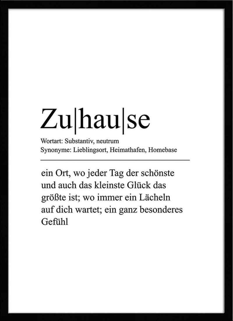 artissimo Bild mit Rahmen Spruch-Bild gerahmt 51x71cm / Poster mit Spruch inkl. Holz-Rahmen, Sprüche und Zitate: Definition Wort Zuhause
