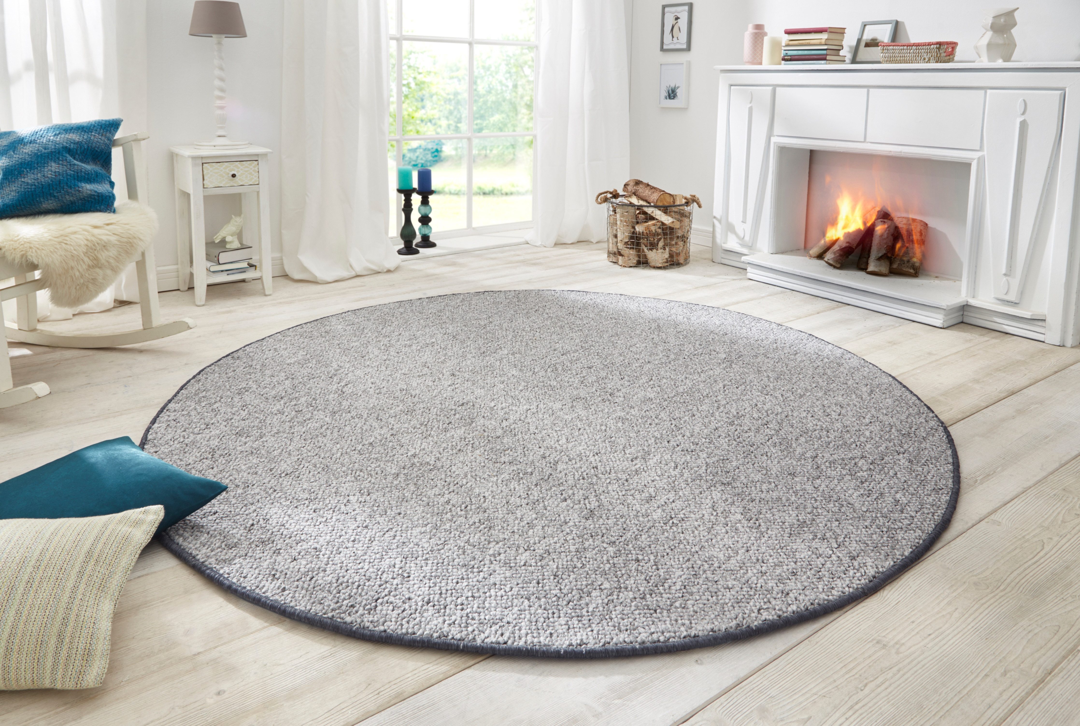 HANSE Home Teppich Wolly 2, rund, Höhe: 12 mm, Flachgewebe, Skandi, Woll-Optik, Esszimmer, Wohnzimmer, Flur