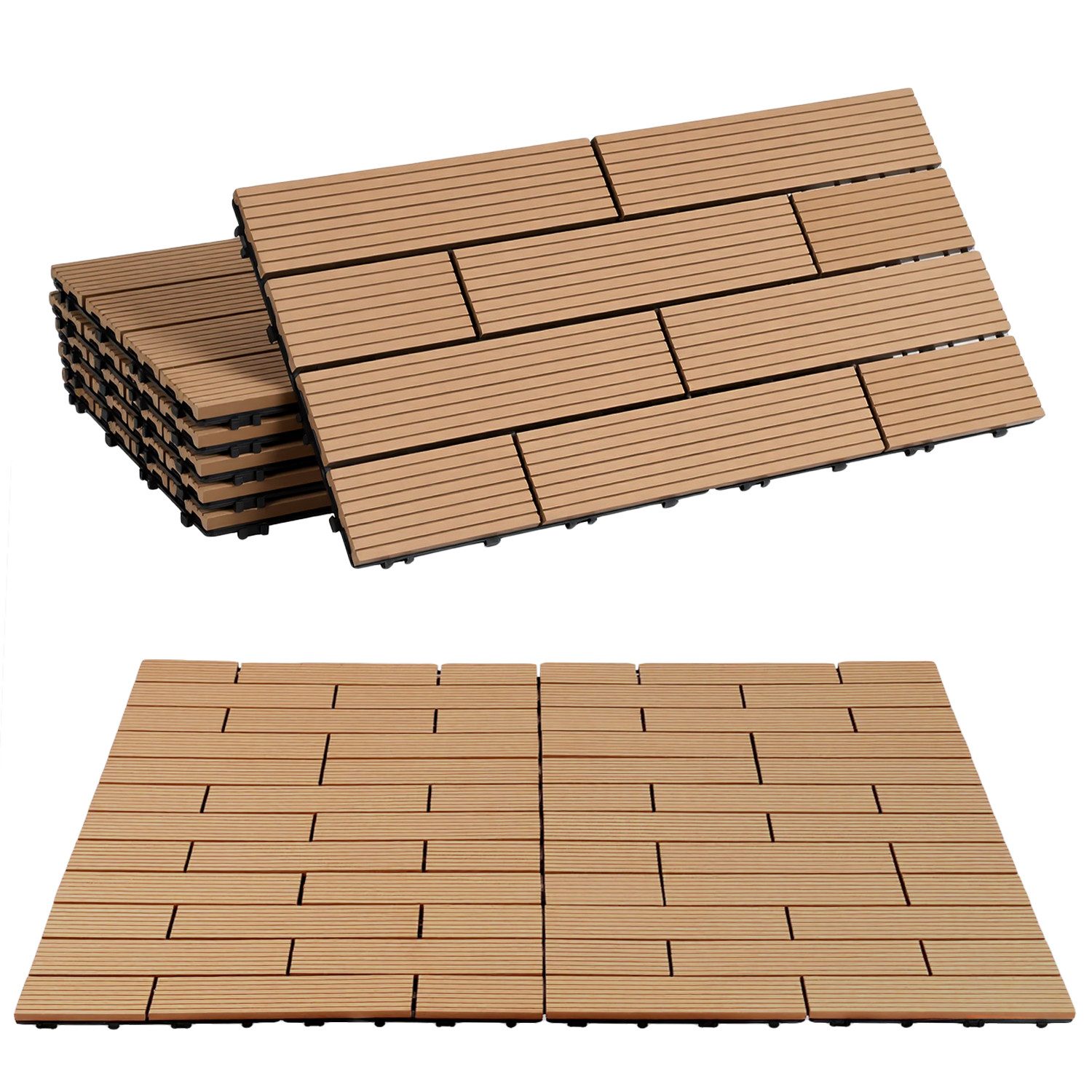 Clanmacy Terrassendielen Terrassenfliesen 30x60cm mit Klicksystem für Terrasse, Pool und Balkon, BxL: je 30x60 cm, (6-St)