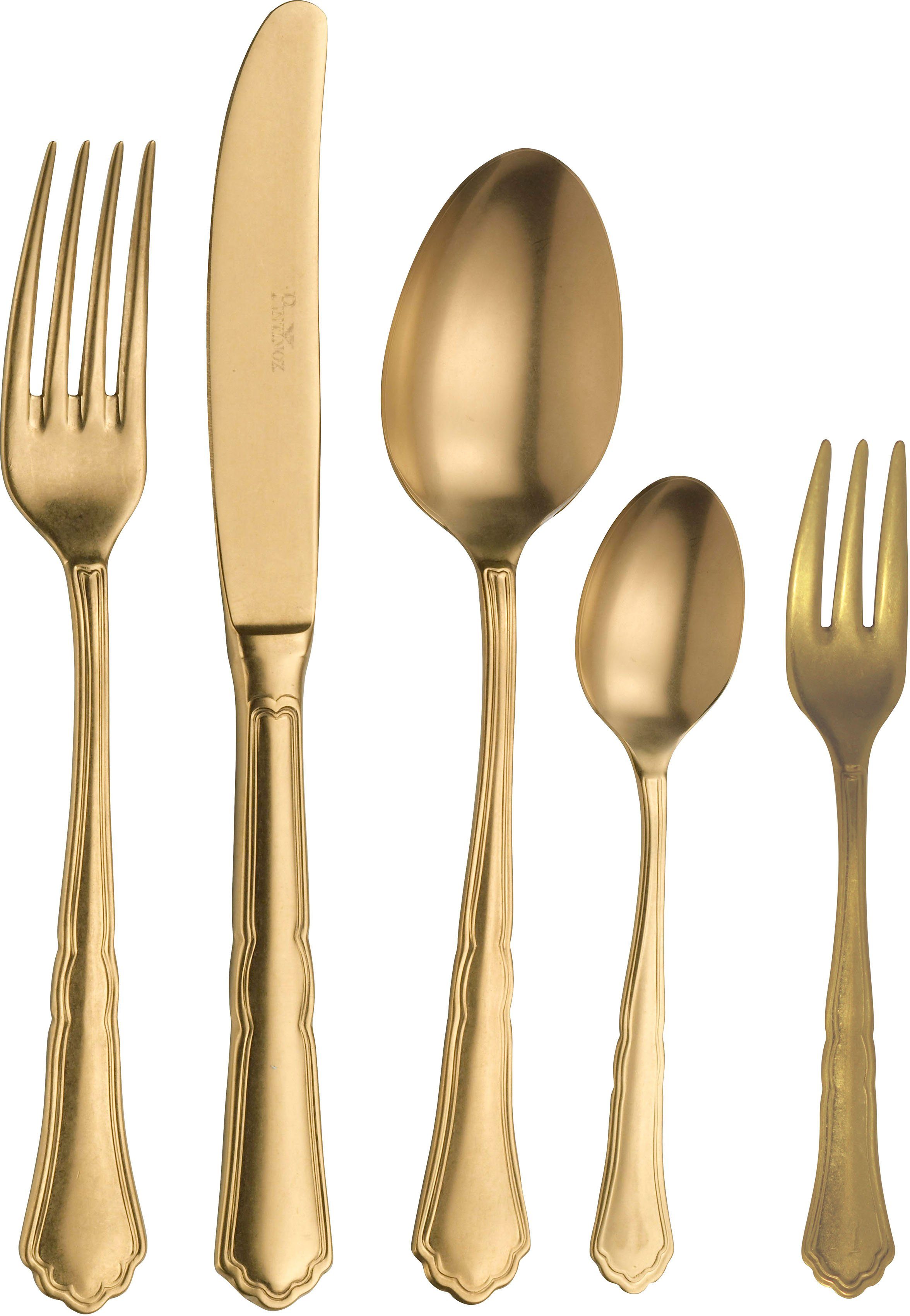 PINTINOX Besteck-Set Settecento Alchemique Gold (30-tlg), 6 Personen, Edelstahl 18/10, Optik Gold SW PVD Beschichtung