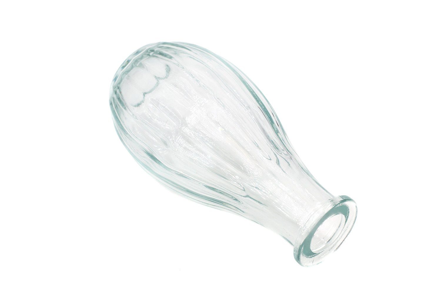Creativery Dekovase, Vasen Glas transparent gerillt 240ml, klar 14cm 4er Set