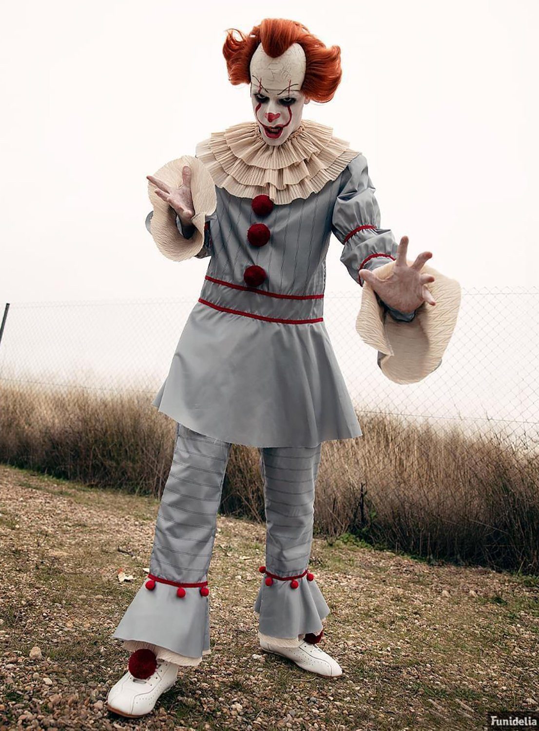 Funidelia Clown-Kostüm ES Kap. 2 Pennywise Kostüm Halloween Kostüm Herren, Offizielles Kostüm der Neuauflage des Horrorfilms 'It' von Stephen Ki