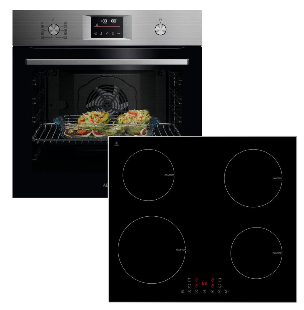 AEG Backofen-Set Backofen AEG Pyrolyse SurroundCook + Induktionsfeld PKM Booster Touch, Pyrolyse-Selbstreinigung