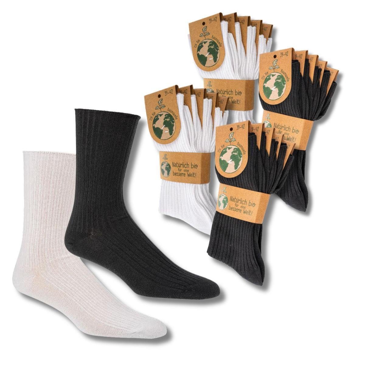 Basicsocken Biosocken aus Bio-Baumwolle weiß, 35-38