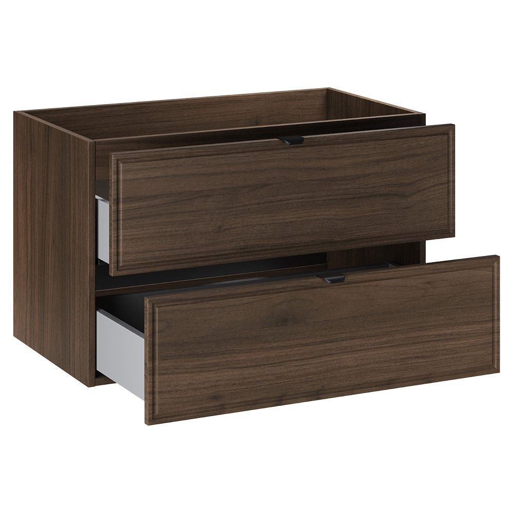 Lomadox Waschbeckenschrank TEMUCO-56-WALNUT 80 cm breit, Walnuss mit Rahmenfräsung, 2 Schubladen – Bild 5 von 5