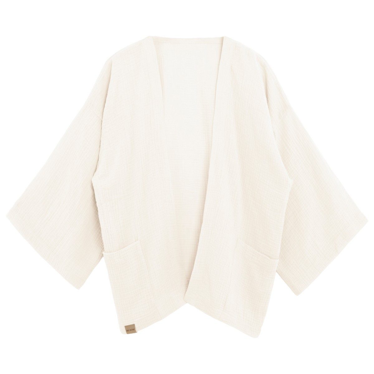 Knit Factory Pareo Elva Kurz Ecru 36 42 Beige 36/42, (Spar-Set, 1-St. 1 x Elva Kimono Kurz Ecru - 36/42), Modell Elva, für Frühjahr, Sommer