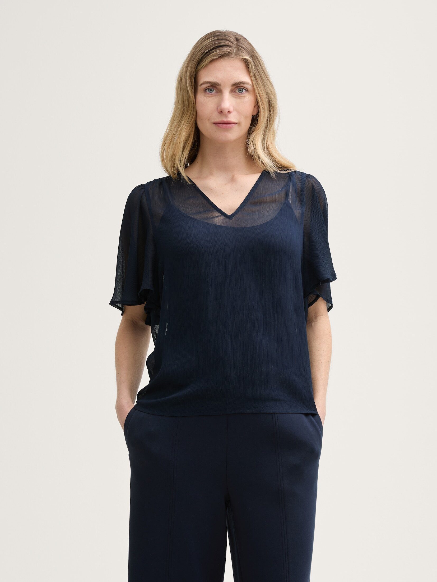 TOM TAILOR Kurzarmbluse Chiffon Bluse günstig online kaufen