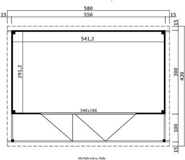 LASITA MAJA Gartenhaus LIVERPOOL, BxT: 580x430 cm, (Set, inkl. Fussbodenbretter zum verlegen)