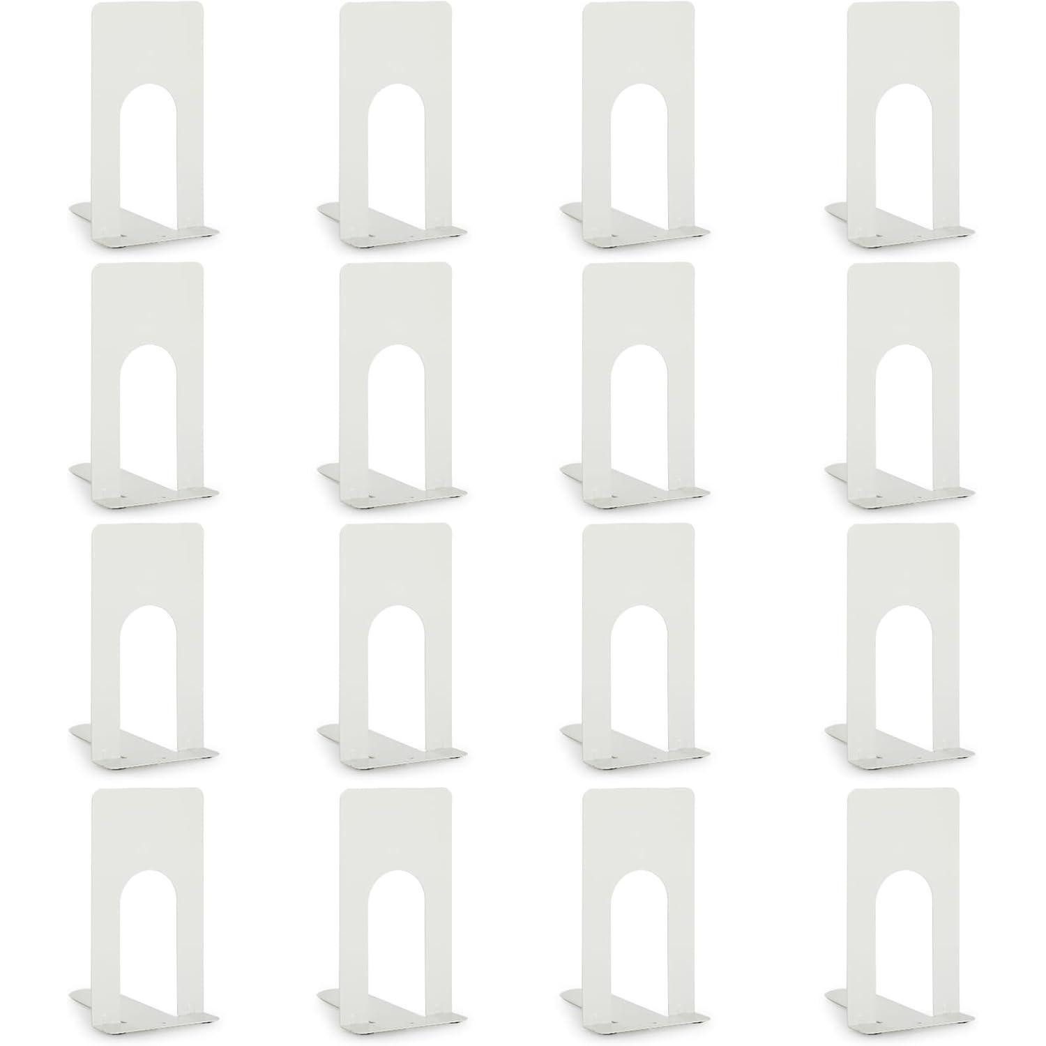 LuxusKollektion Buchstütze 8 Paar Metall Buchstützen für Kinder Schule Bibliothek Weiß 16 Stück