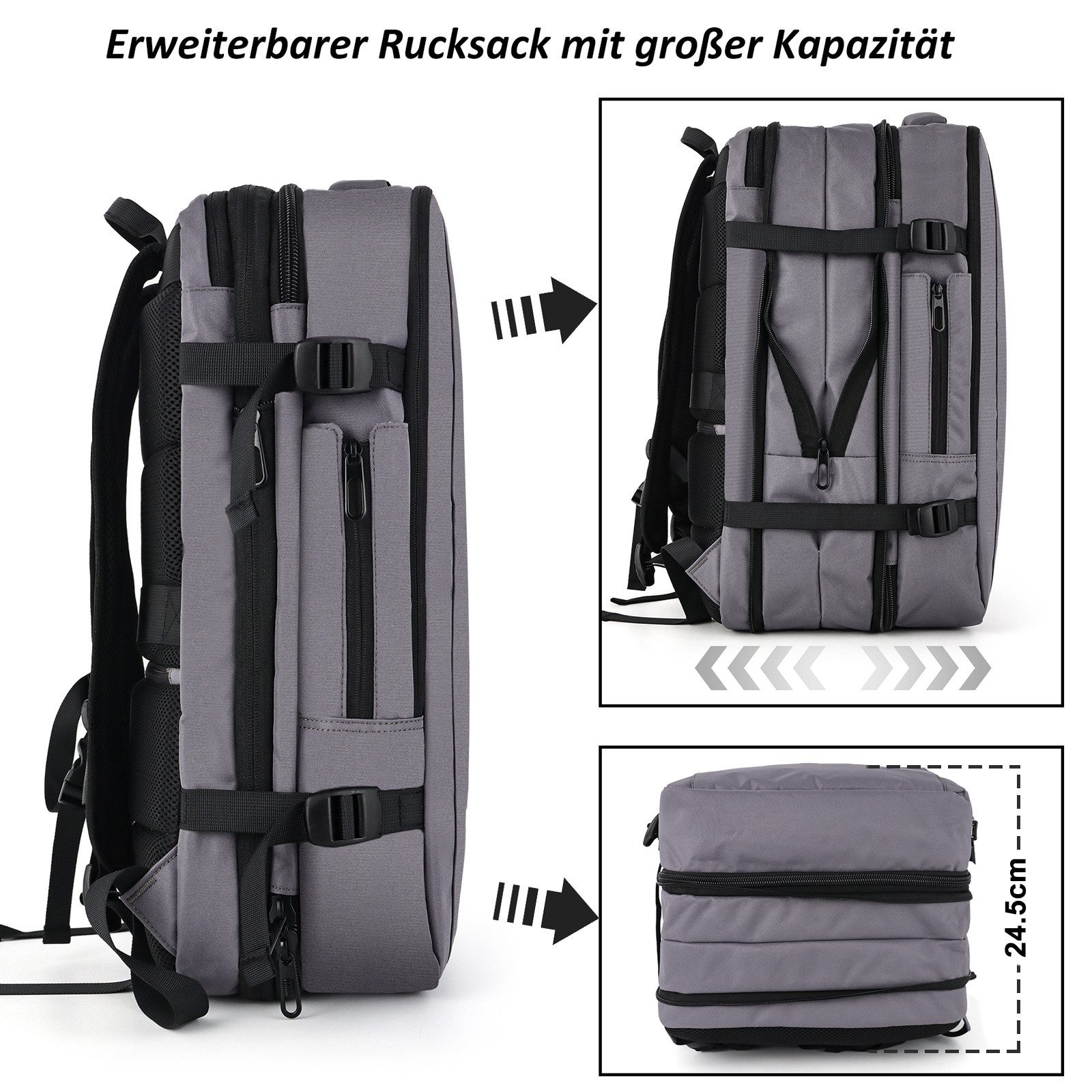 TAN.TOMI Reiserucksack 30-50L Großer Handgepäck Rucksack Erweiterbarer Reiserucksack, Großer wasserdichtes Kabinenrucksack, Diebstahlschutz Handgepäck