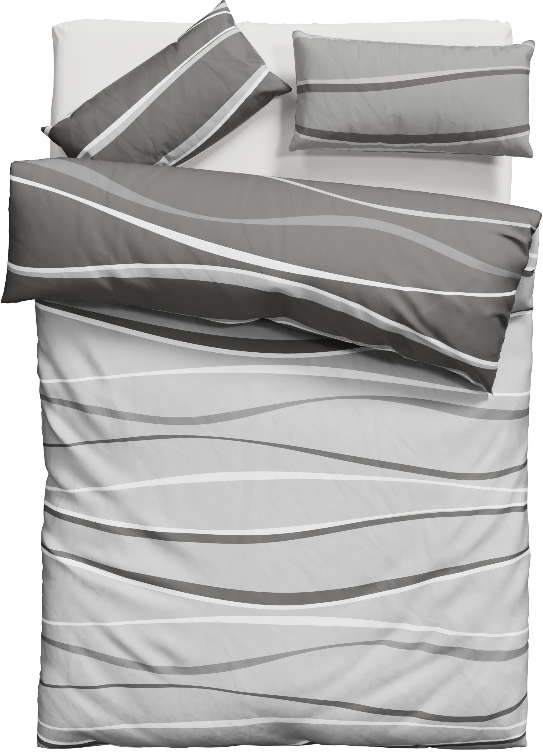 OTTO home Wendebettwäsche Alvara, Linon, 2 teilig, in Gr. 135x200 oder 155x220 cm, 100% Baumwolle, grafisches Motiv