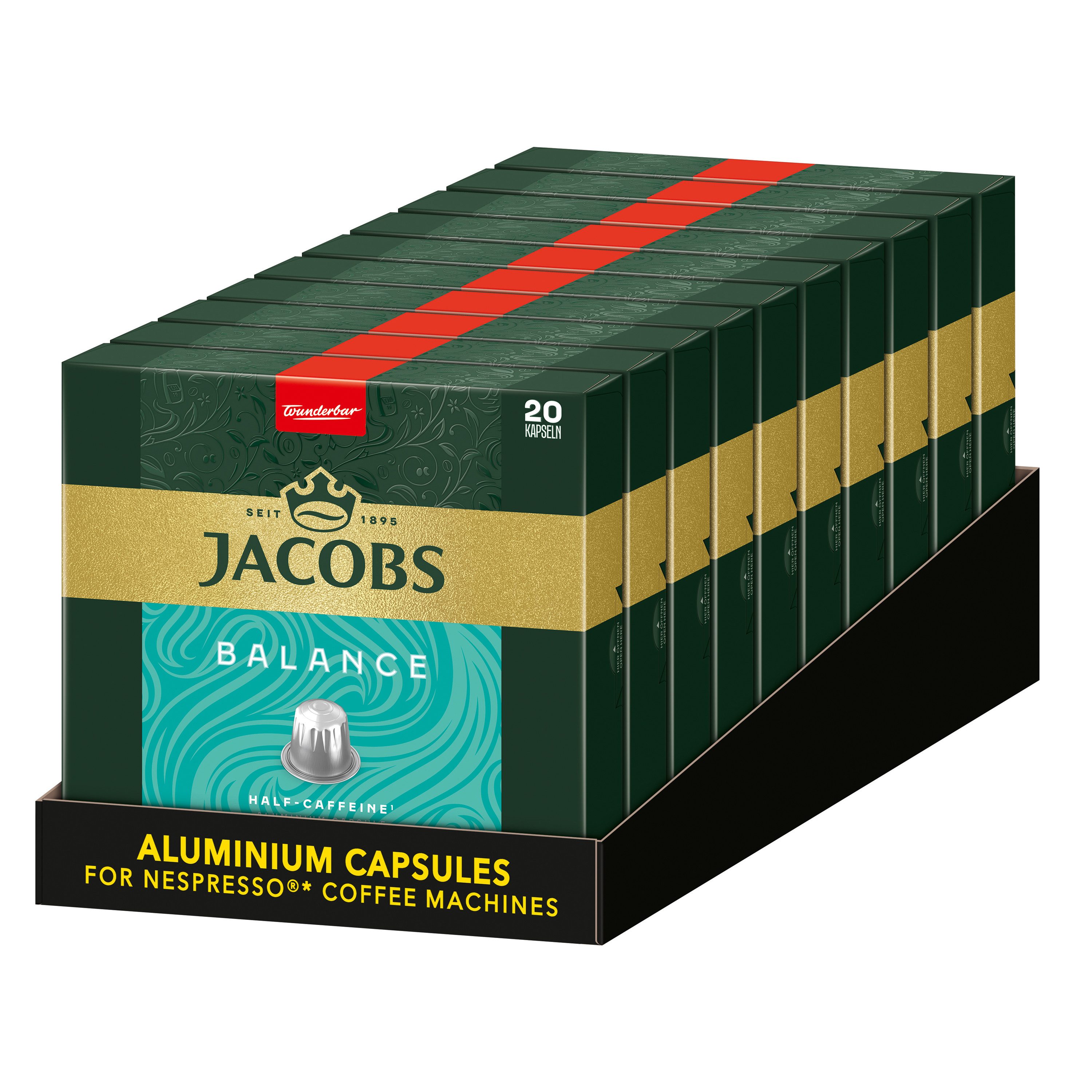 JACOBS Kaffee Kaffeekapseln Balance, 200 Nespresso®* kompatible Kapseln, 1040 g, (Packung, 10er Pack)