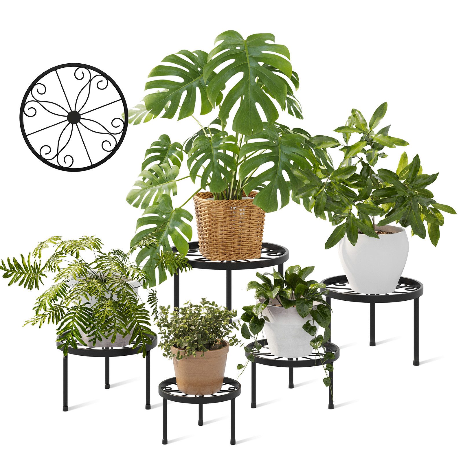 Bamworld Blumenständer 5er-Set Rostfreier Metall-Pflanzenständer, Blumenhoc günstig online kaufen