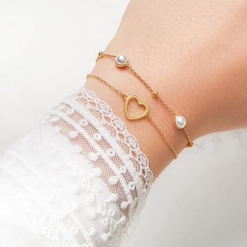 JEWLIX Silberarmband Armband 925er Silber vergoldet Perlen