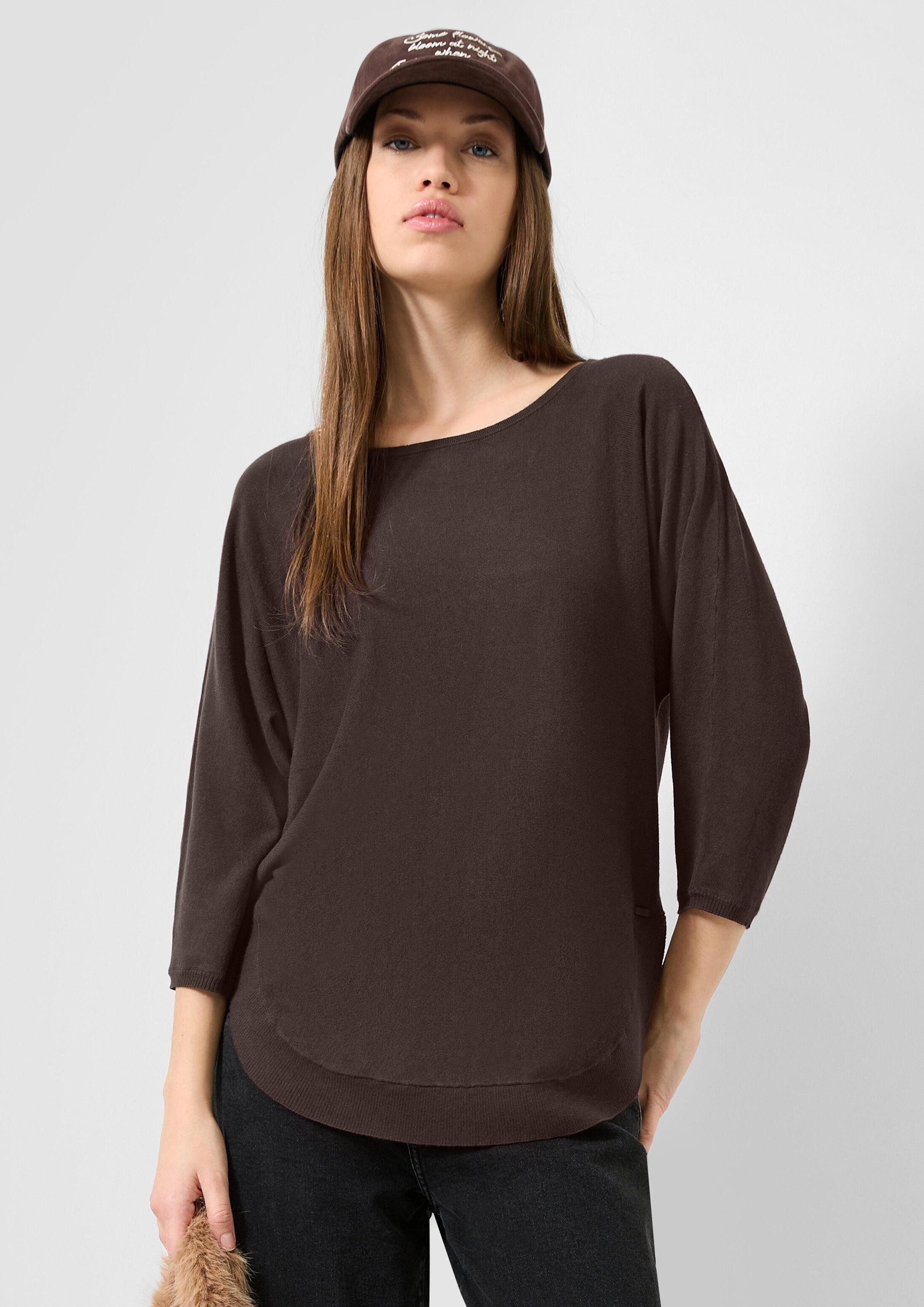 QS 3/4 Arm-Pullover Strickpullover Viskosemix-Pullover mit Fledermausärmeln