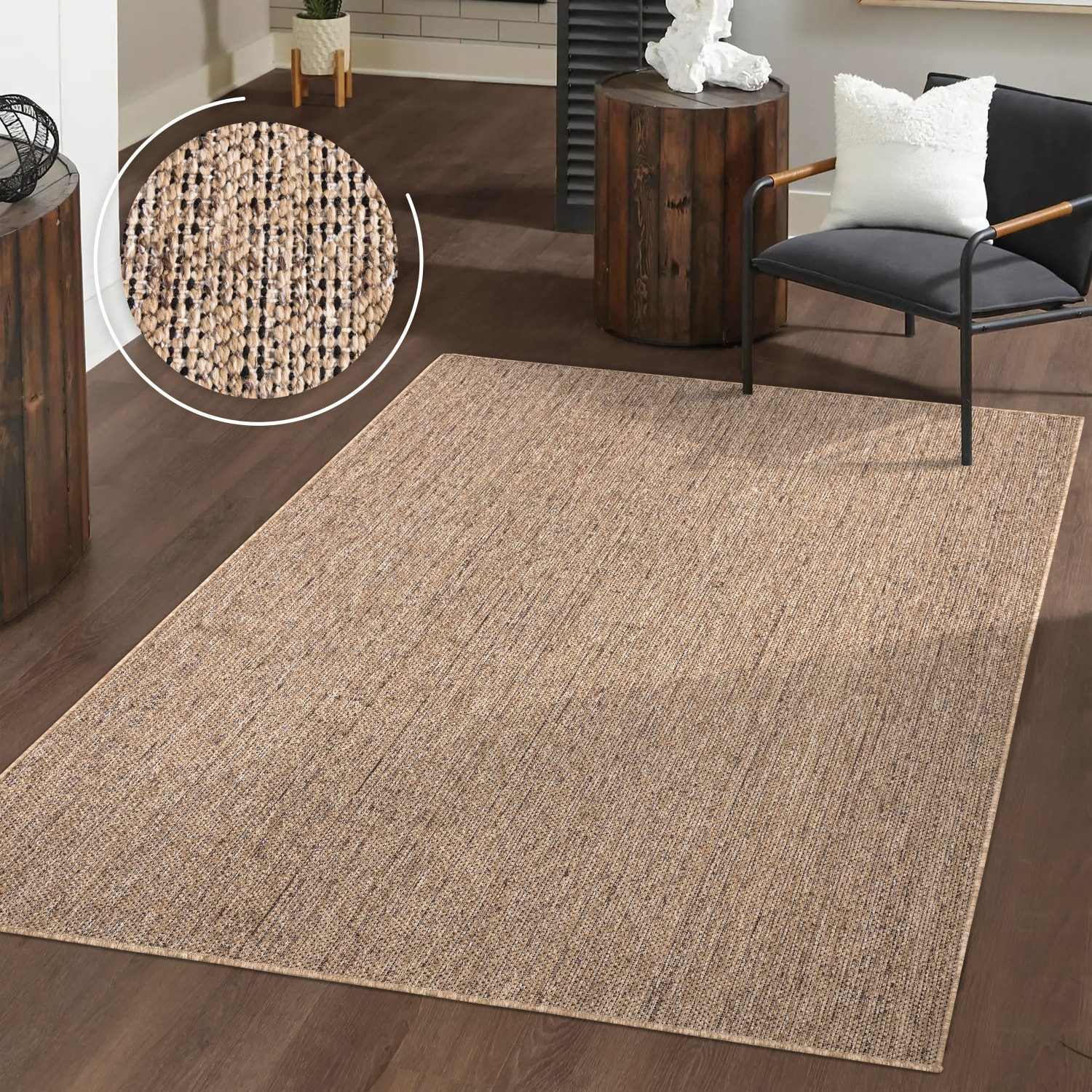 TT Home Teppich Diele, Flur, Küche, Außenbereich, Rechteckig, Höhe: 4 mm, Waschbarer In-& Outdoorteppich Wetterfest Garten Terrasse Boho Unicolo