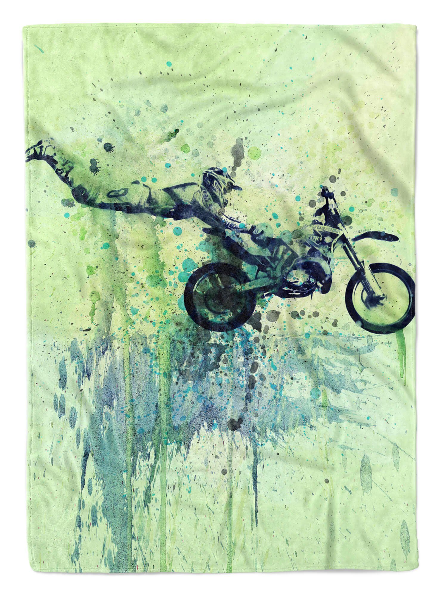 Handtücher SplashArt Sport Handtuch Strandhandtuch Saunatuch Kuscheldecke Kunstvoll Motocross Sporth, Baumwolle-Polyester-Mix (1-St), Handtuch
