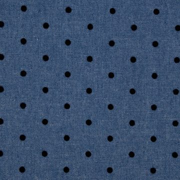 SCHÖNER LEBEN. Stoff Sommer-Jeansstoff Jeans Punkte beflockt dunkelblau schwarz 1,45m, allergikergeeignet