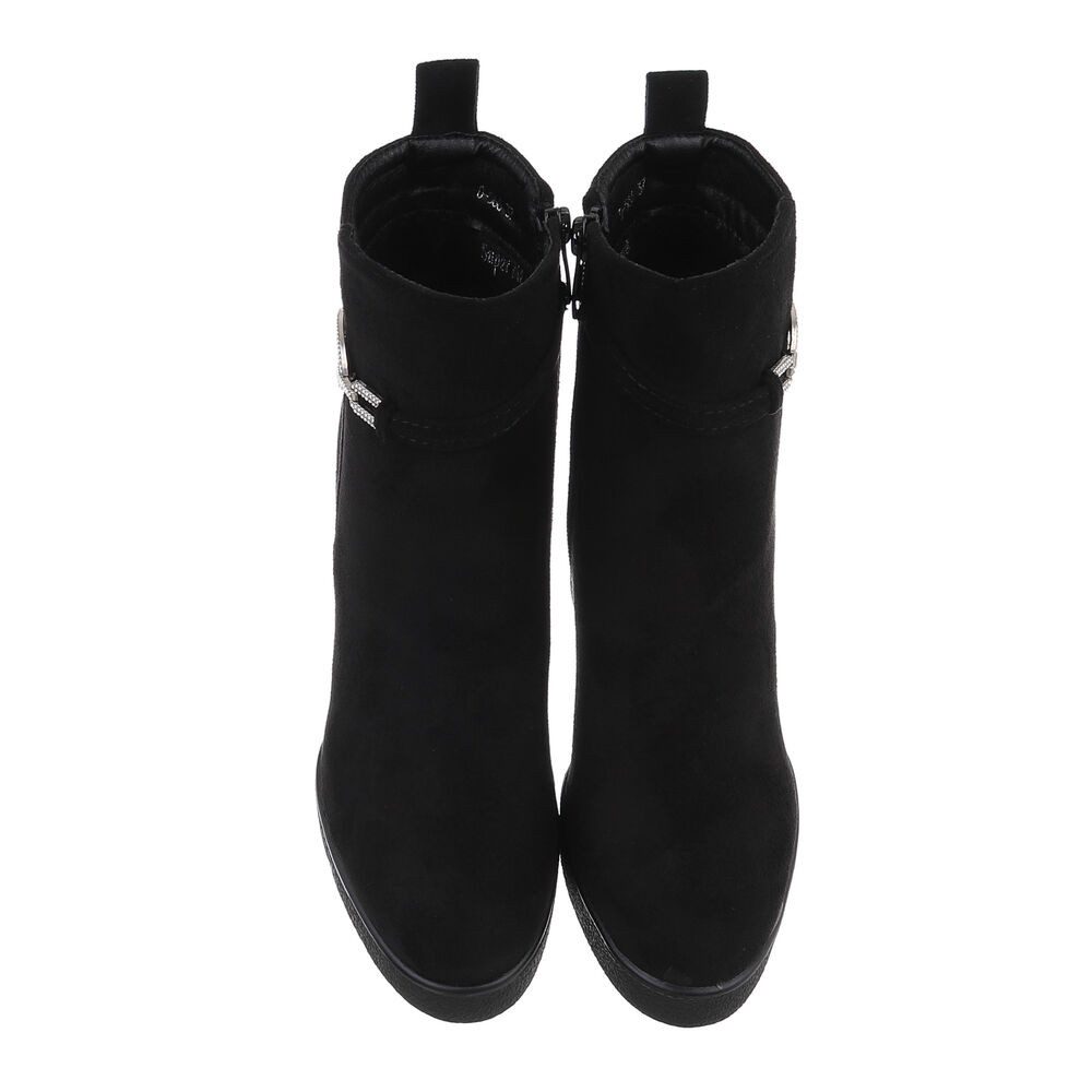 Ital-Design Damen Freizeit Keilstiefelette (87108934) Keilabsatz/Wedge High-Heel Stiefeletten in Schwarz