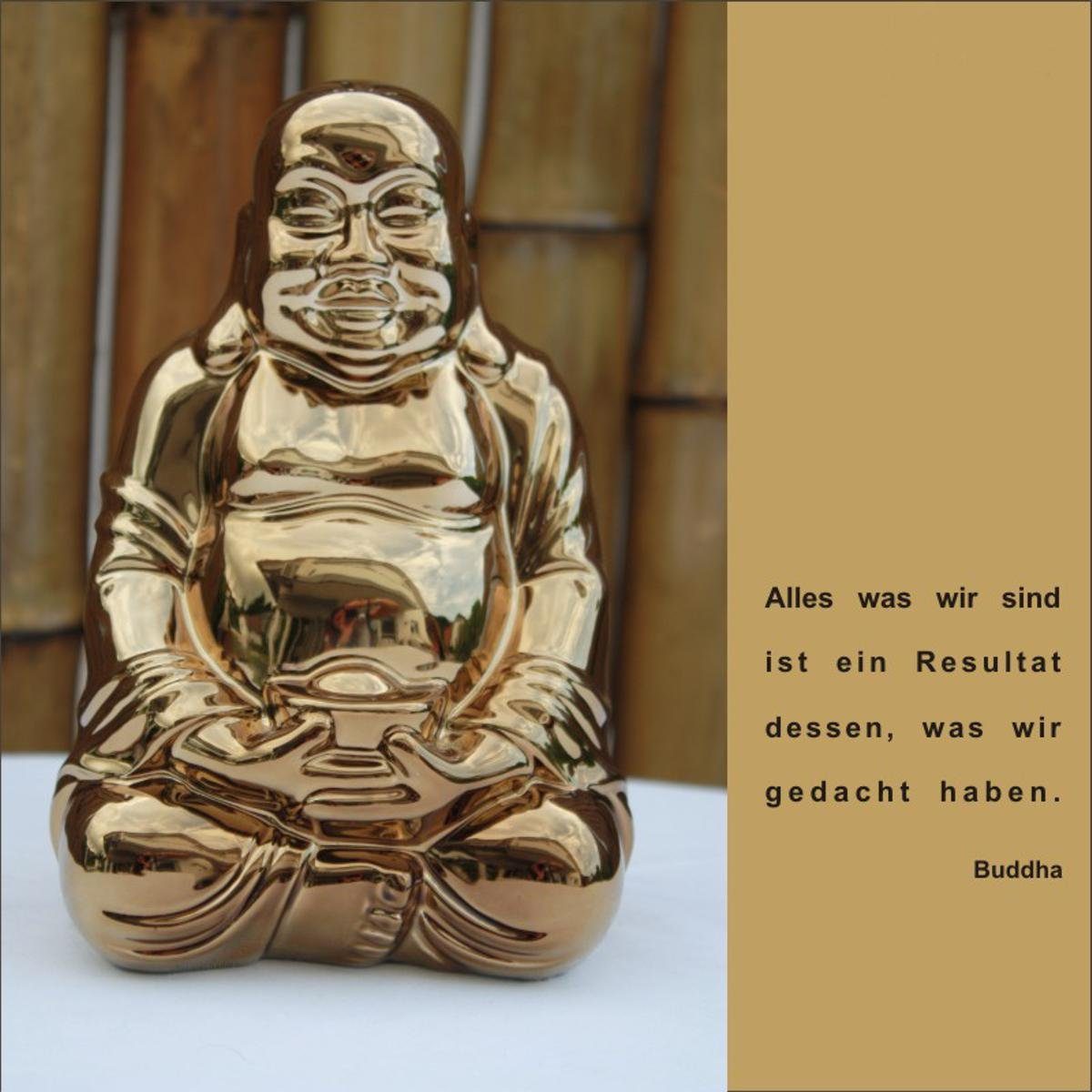 glänzend bronzefarben Buddhafigur H ca. 440s 440s BUDDHA Keramik 20 cm
