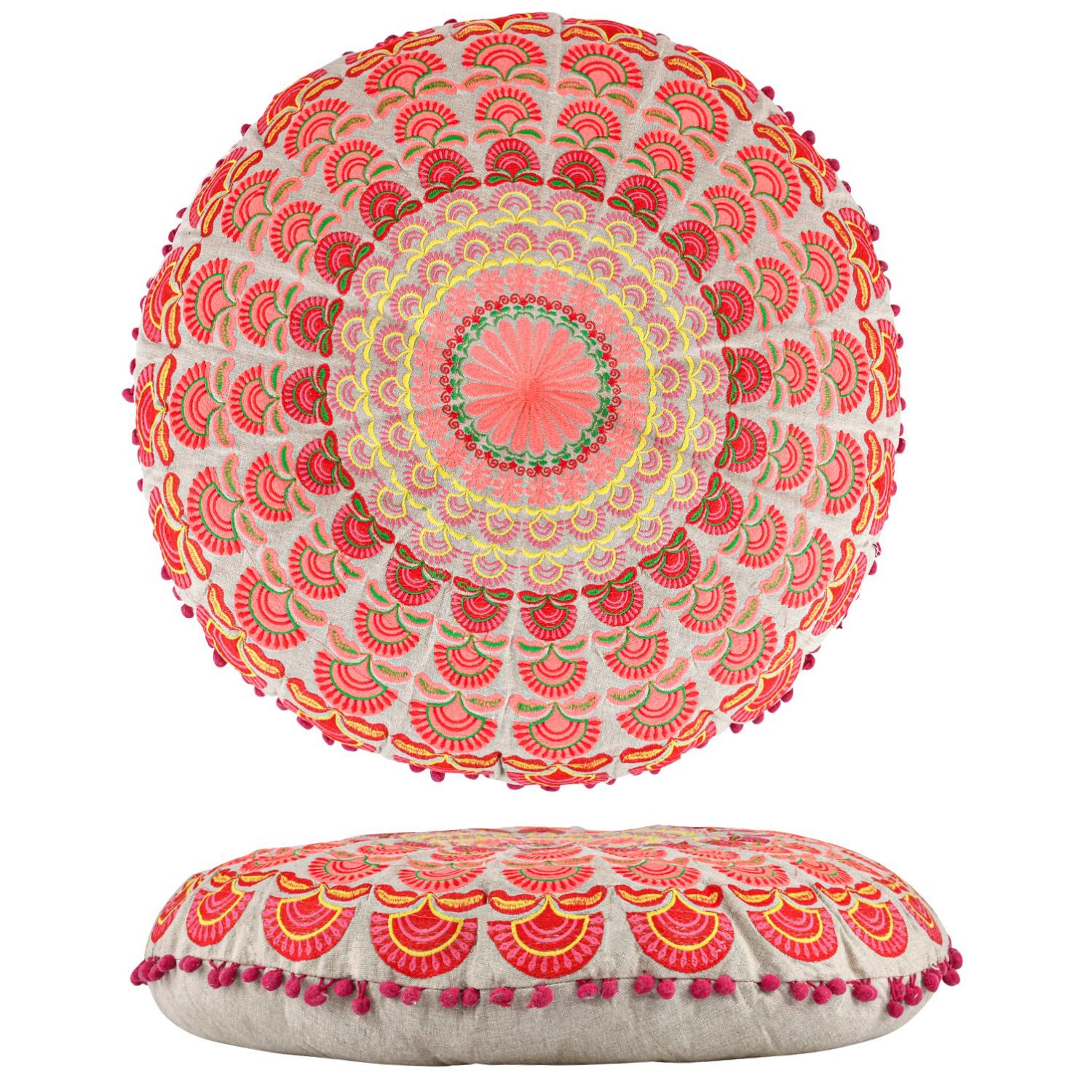 Marrakesch Orient & Mediterran Interior Напольные подушки Напольные подушки Garet Orange rund 60x15 cm, Baumwolle bestickt