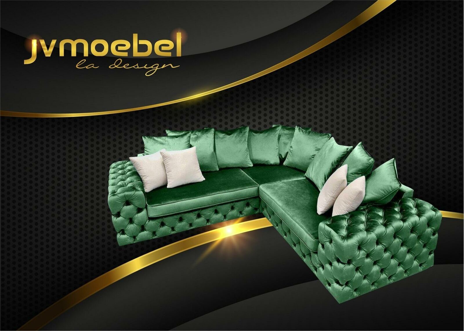 JVmoebel Ecksofa Wohnlandschaft L-Form Ecksofa Couch Design Polster Textil Grün