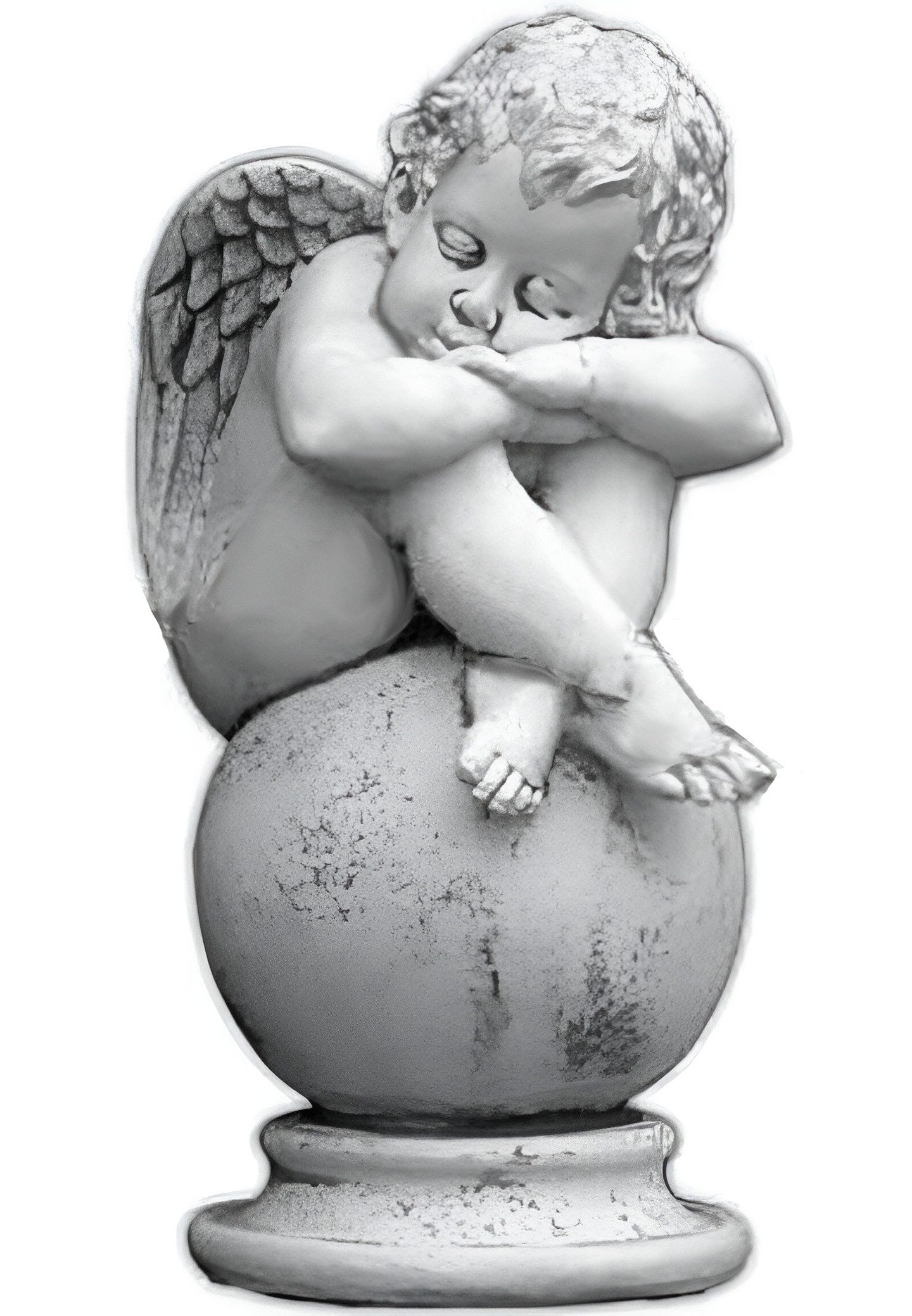 Xlmoebel Engelfigur Engel Statue mit Kugel aus hochwertigem Kunststein für Garten (Artikel 440), Hergestellt in Europa