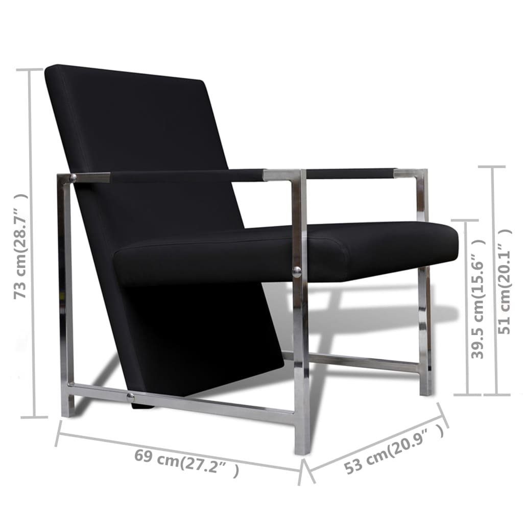 Kunstleder Gestell Verchromtes Sessel Stk. vidaXL Sessel 2 Schwarz (2-St)