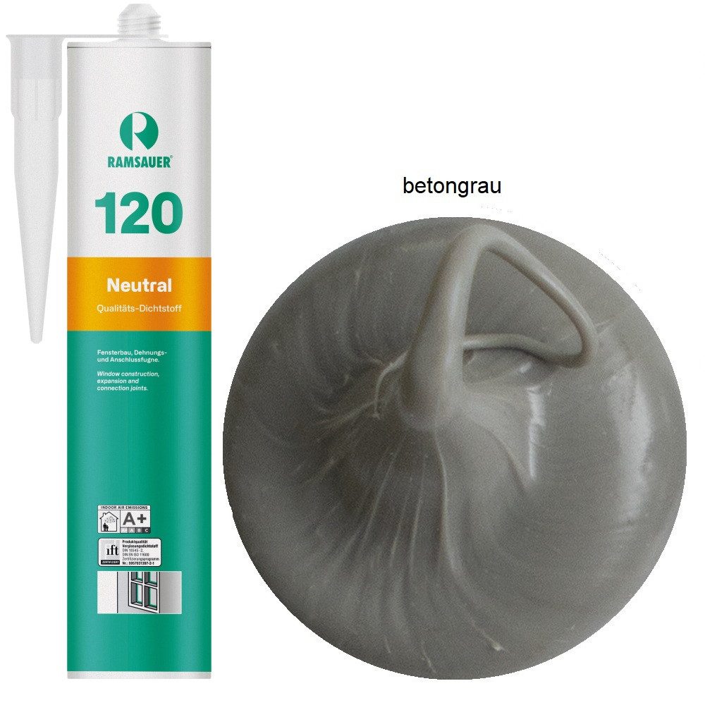 Ramsauer Dichtstoff Ramsauer 120 Neutral Silikon Dichtstoff 310ml Kartusche, gebrauchsfertig, UV- und witterungsbeständig, anstrichverträglich