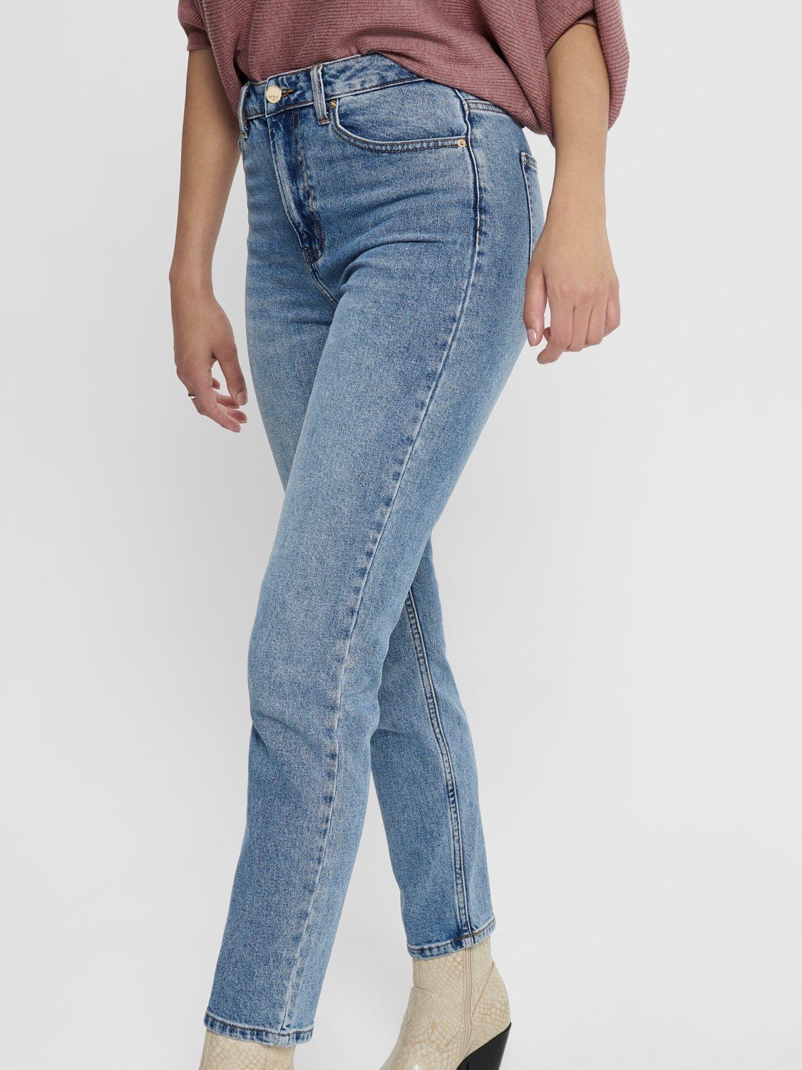 Denim (1-tlg) ANKLE Blau Waist High-waist-Jeans Hose 3681 Jeans in ONLEMILY Pants High ONLY