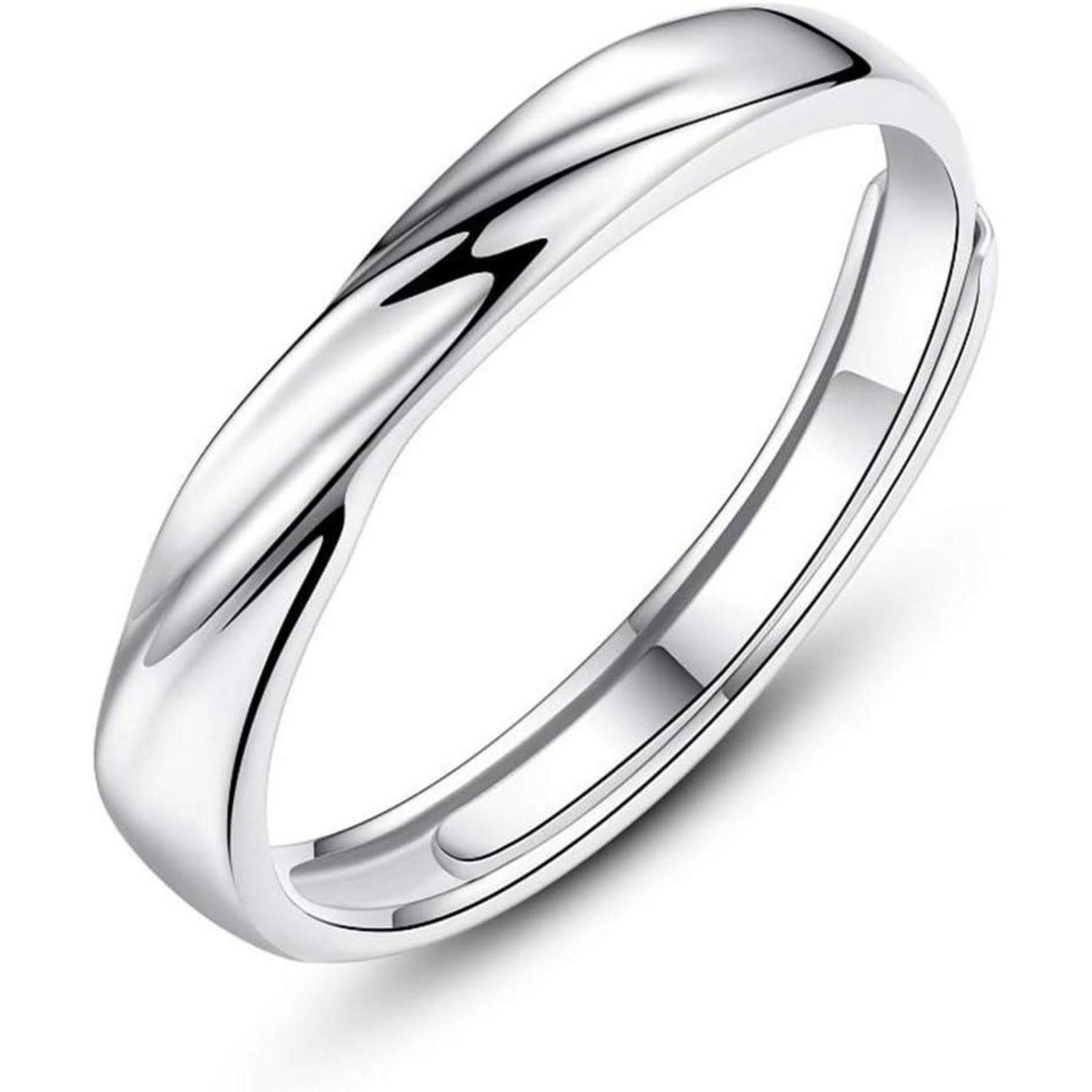 Partnerring Trauringe 925 Sterling verstellbar Zirkonia Silber Herren Ring