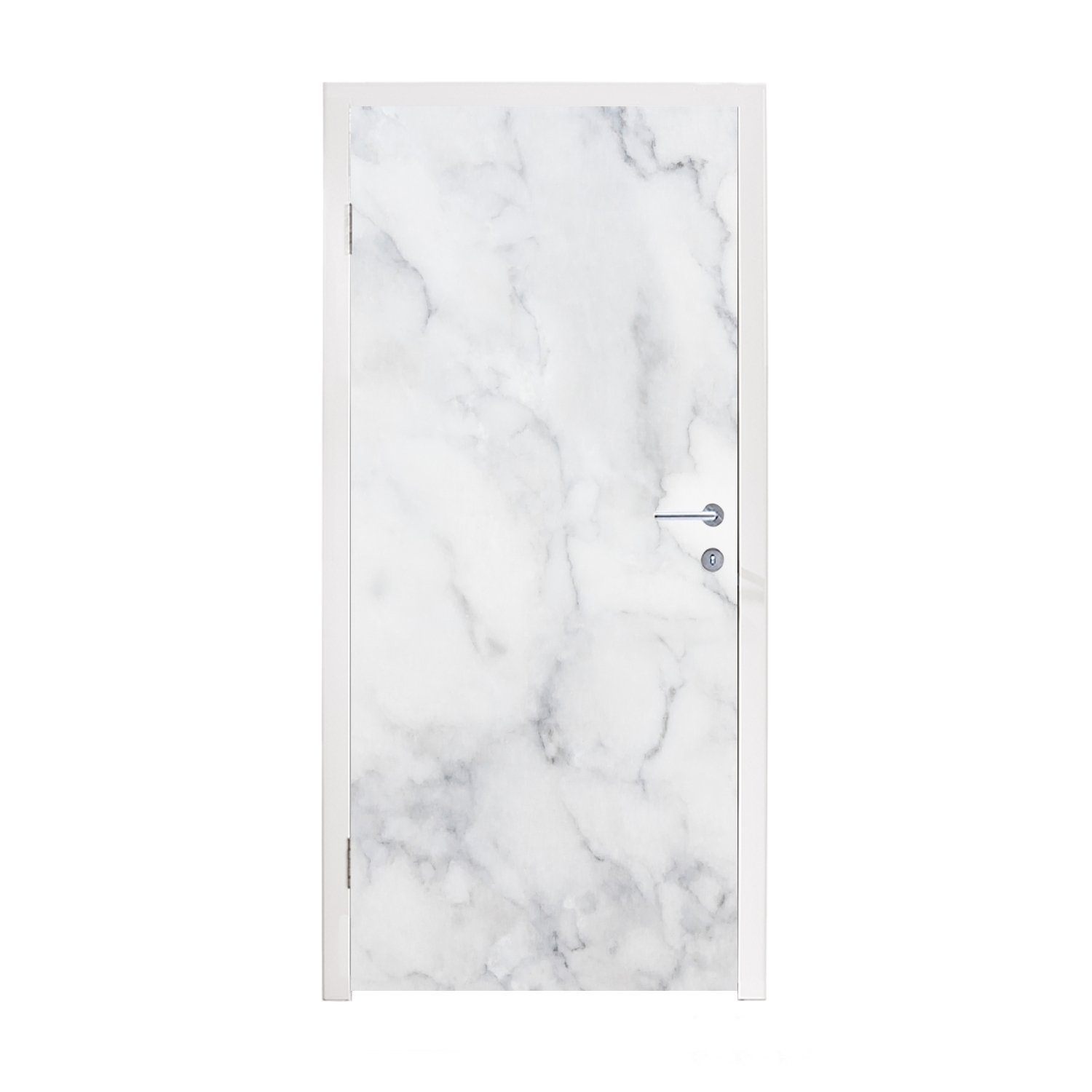 MuchoWow Türtapete Marmor - Weiß - Grau - Luxus - Marmoroptik - Stein, Matt, bedruckt, (1 St), Fototapete für Tür, Türaufkleber, 75x205 cm