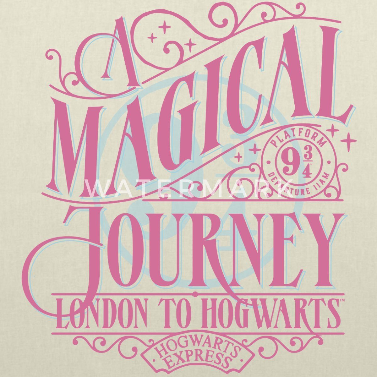 Spreadshirt Henkeltasche Harry Potter Gleis 9 ¾ Design In Rosa & Blau Stoffbeutel (1-tlg)