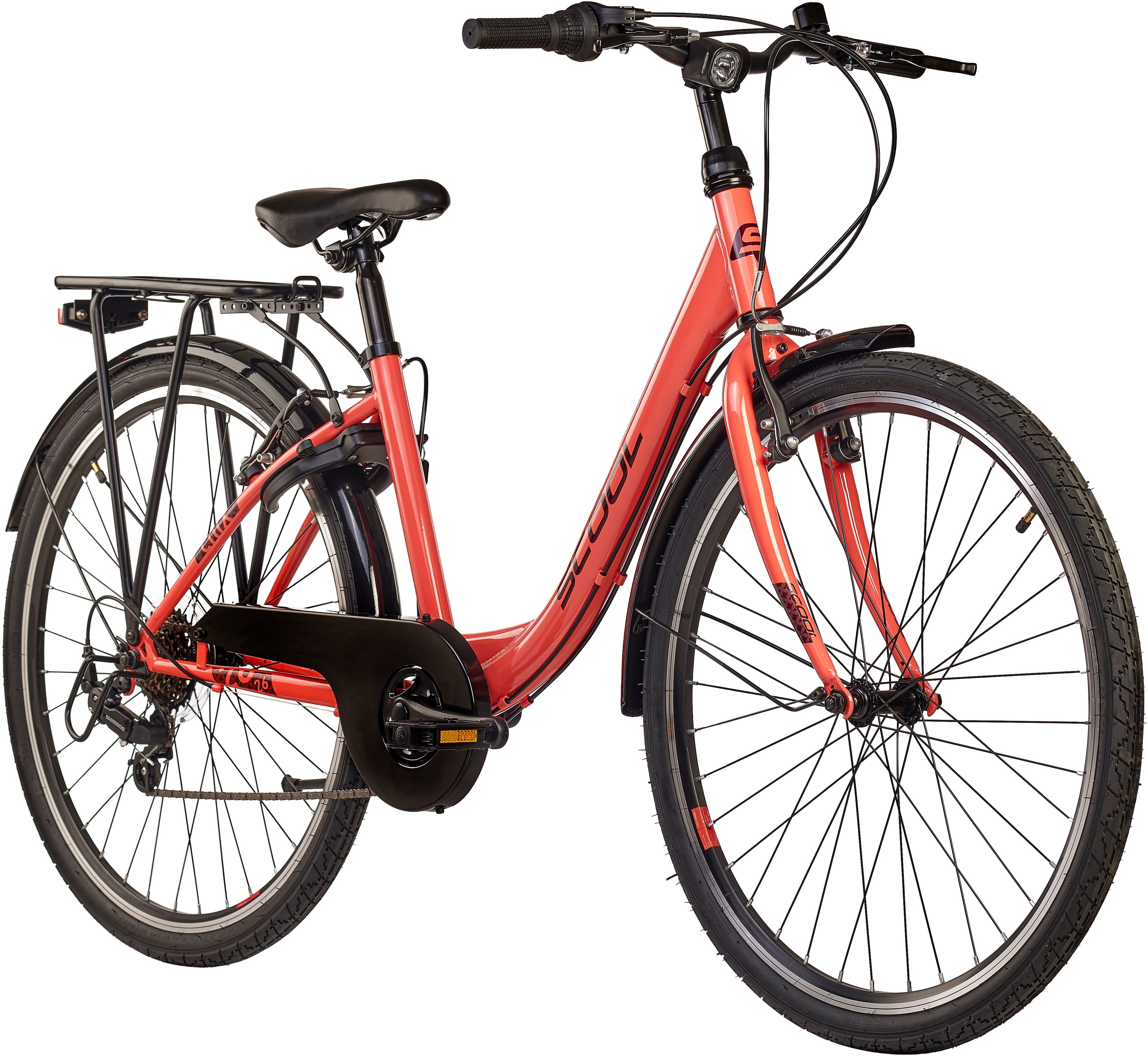 S’COOL Jugendfahrrad S'COOL chiX, 6 Gang Shimano, Kettenschaltung, 26 Zoll, Jugendliche, mit Gepäckträger und Schutzblech