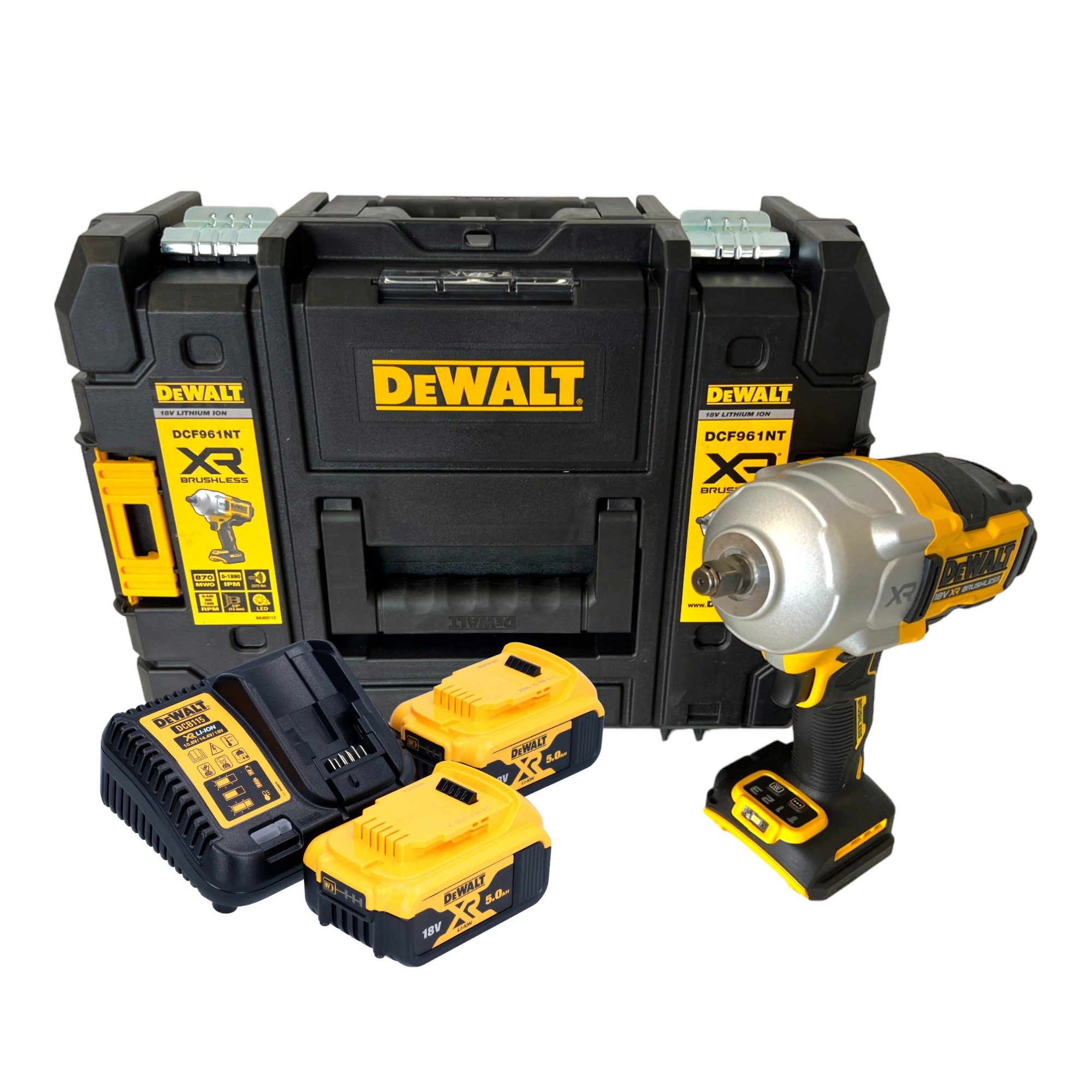 DeWalt Akku-Schlagschrauber DCF 961 P2T 18 V 1632Nm 1/2" + 2x Akku DCB 184 18 V 5,0 Ah + Lader