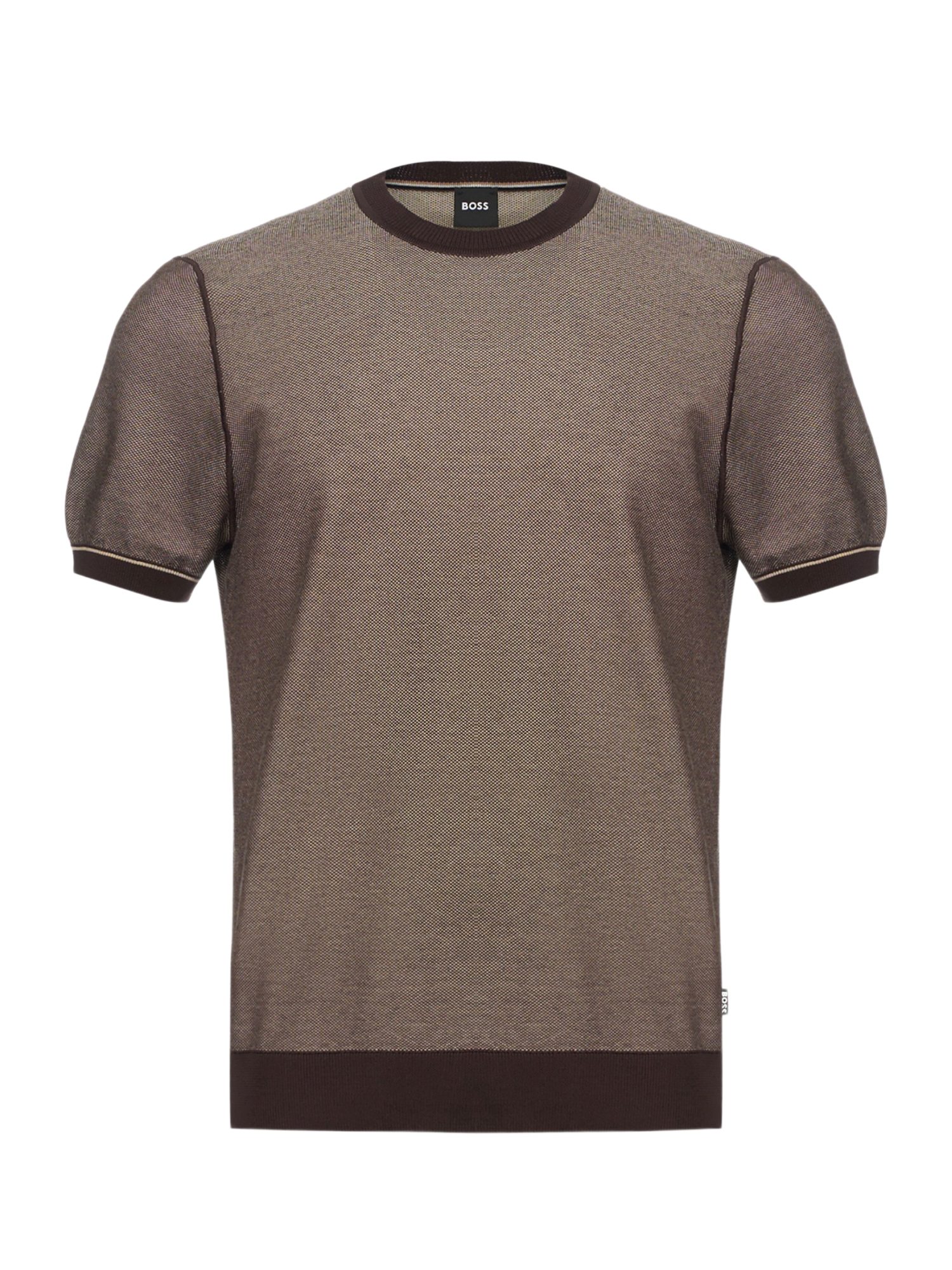 BOSS Strickpullover BOSS Men Black braun,Freizeit,Baumwolle,Gestreift,Rundhals,Kurz,Regular Fit