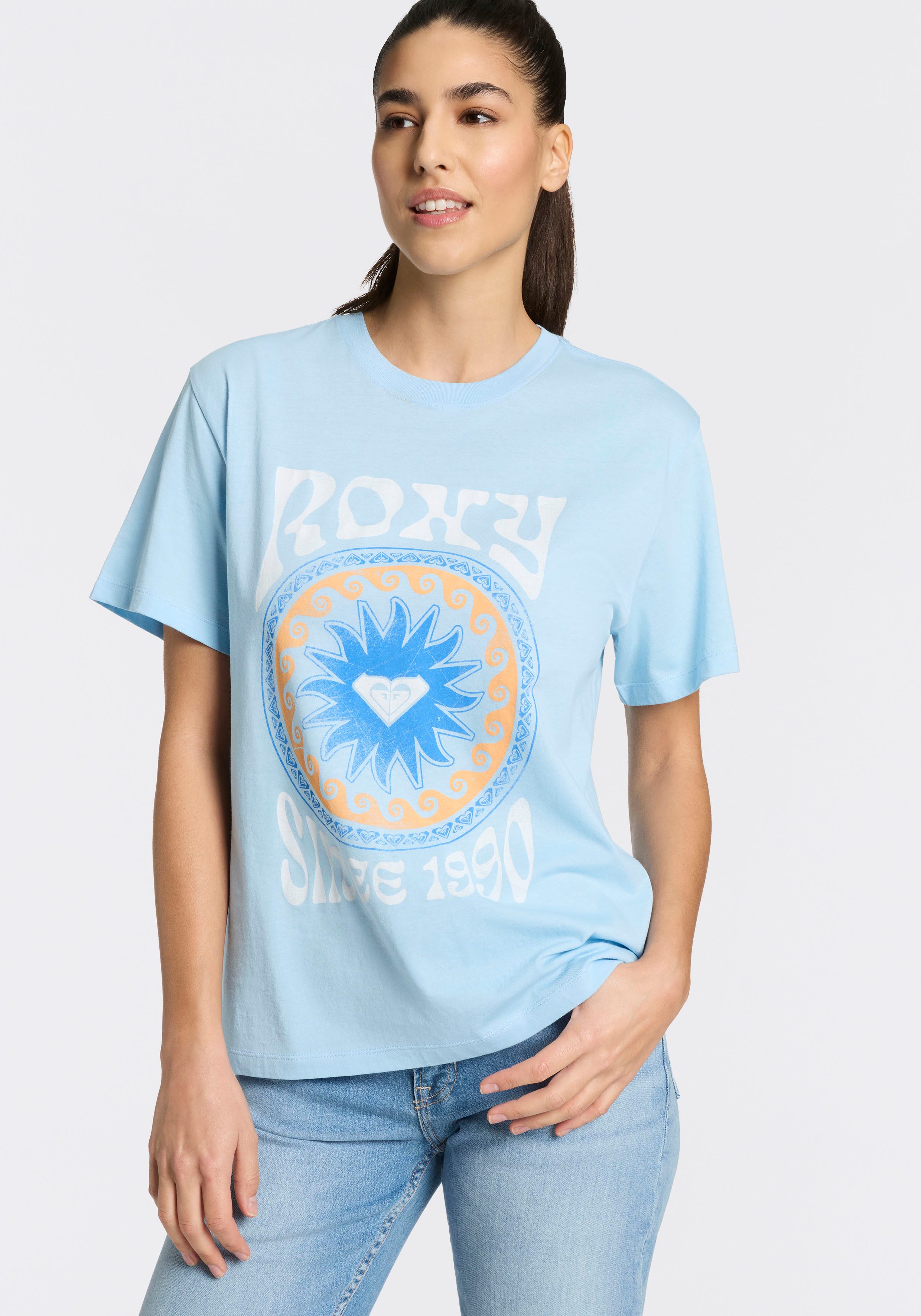 Roxy T-Shirt O HANGLOOSE BALI WAVE (2-tlg) Kurzarm, mit Rundhalsausschnitt, aus Baumwolle