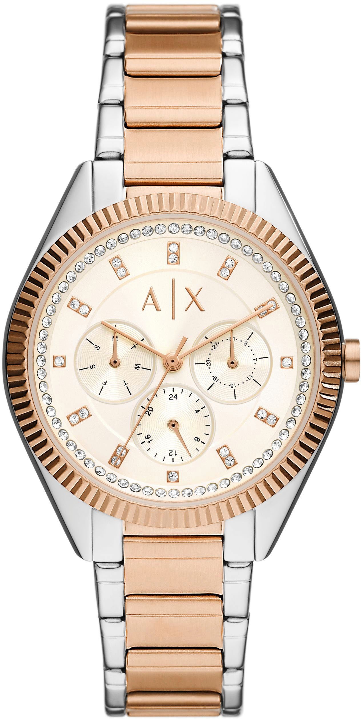 Gehäuse aus Gehäuse-Ø ARMANI EXCHANGE Multifunktionsuhr, mm Edelstahl, 38 ca.