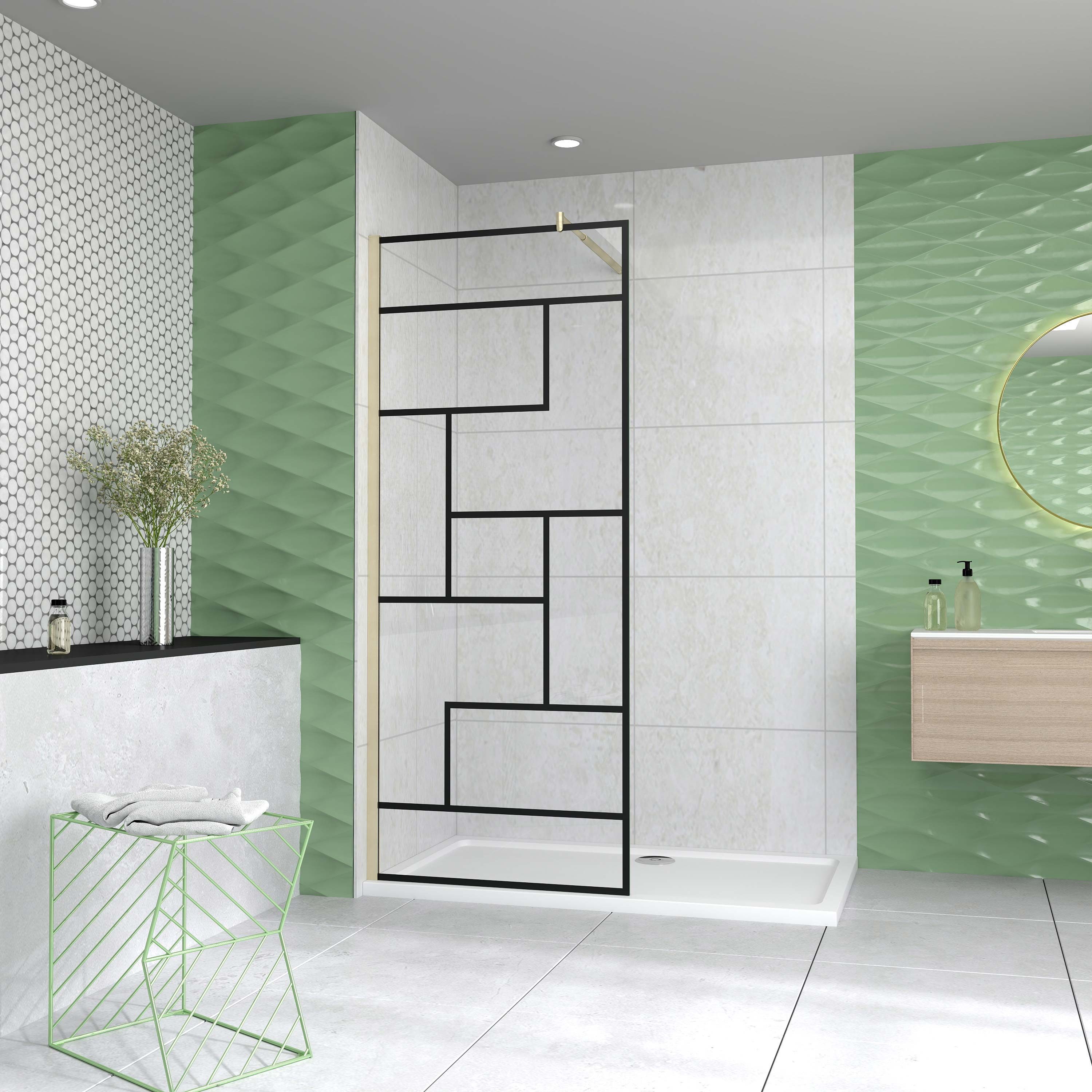 duschspa Walk-in-Dusche Nano ESG Unregelmäßige Streifen Duschwand Duschglas günstig online kaufen