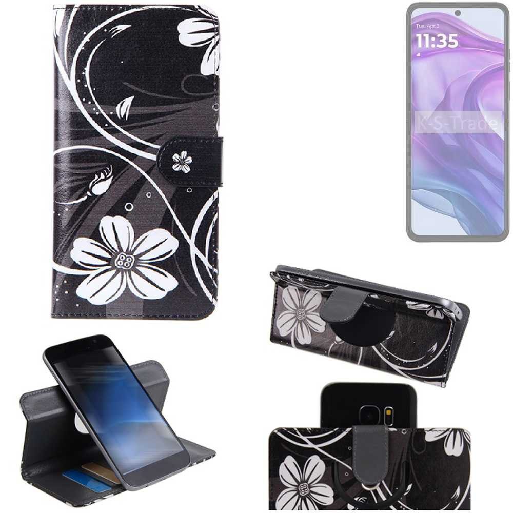 K-S-Trade Handyhülle für Motorola Razr 50 Ultra, Schutzhülle Handyhülle Hülle 360° Wallet Case “Flowers“