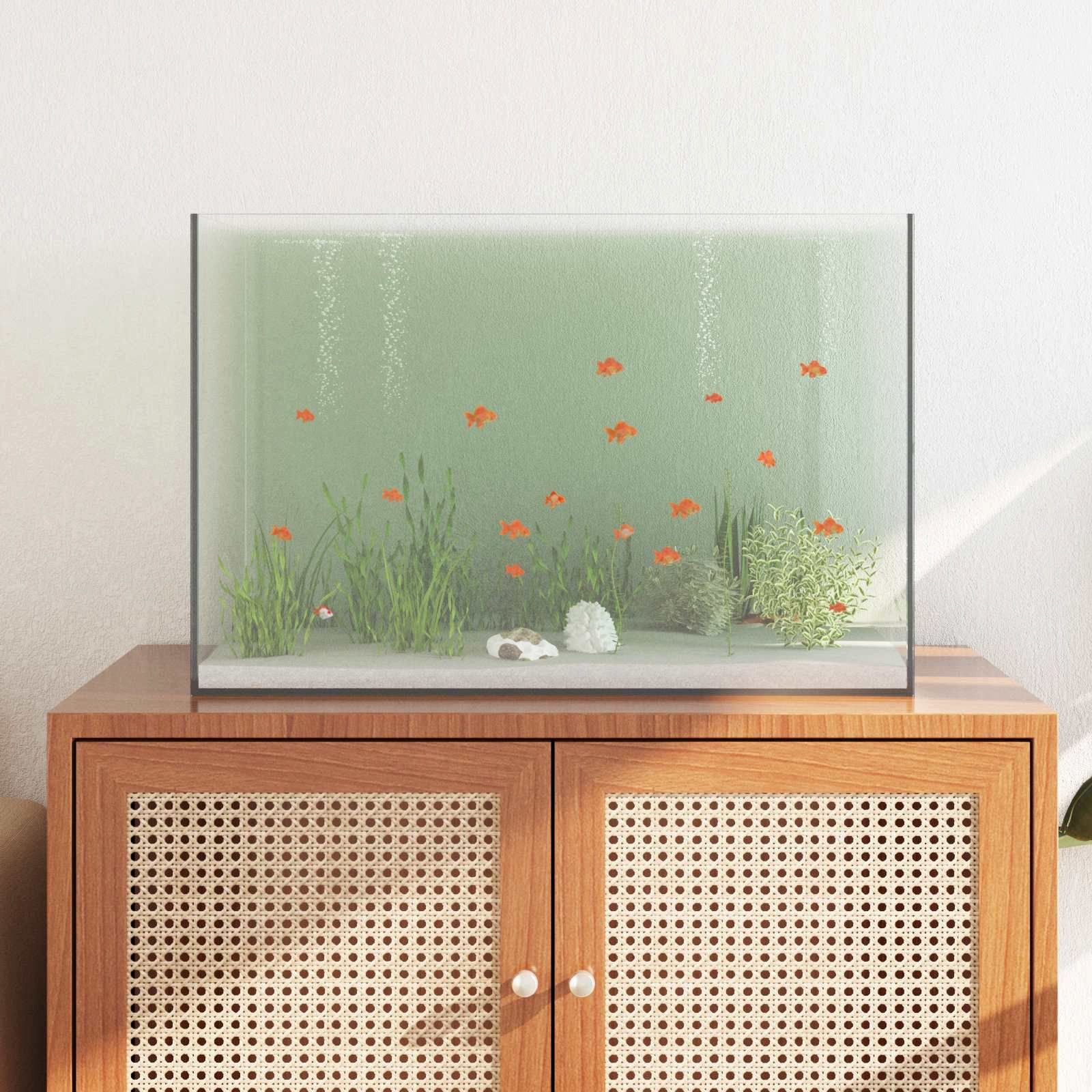 vidaXL Aquarium 60 x 35 x 40 cm Aquarium mit Speicher Weiß Glas