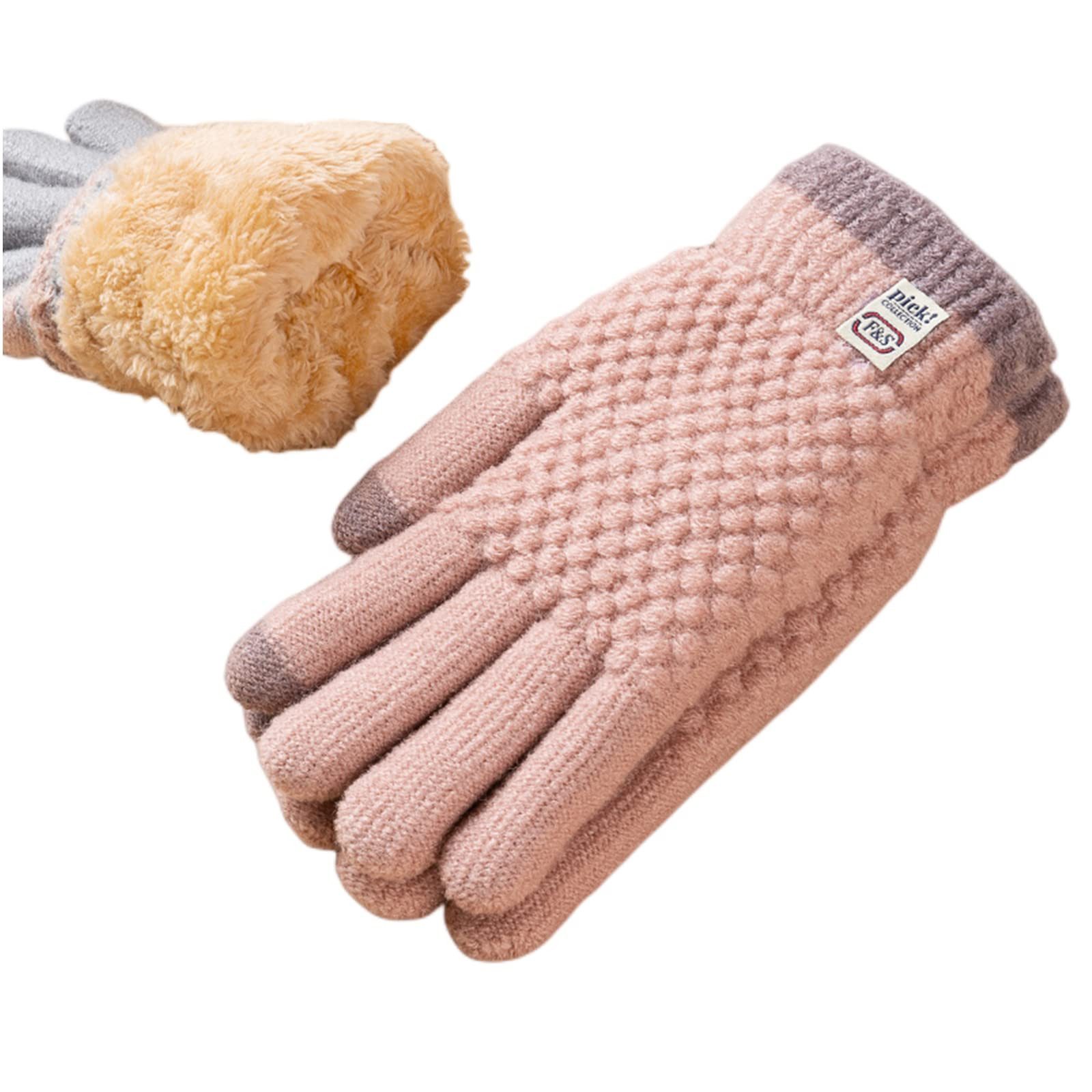Coonoor Fleecehandschuhe Damen Winterhandschuhe mit Fleecefutter, Touchscreen Warme Gedehnt Dicke Strickhandschuhe Thermohandschuhe Outdoor Winter Geschenke